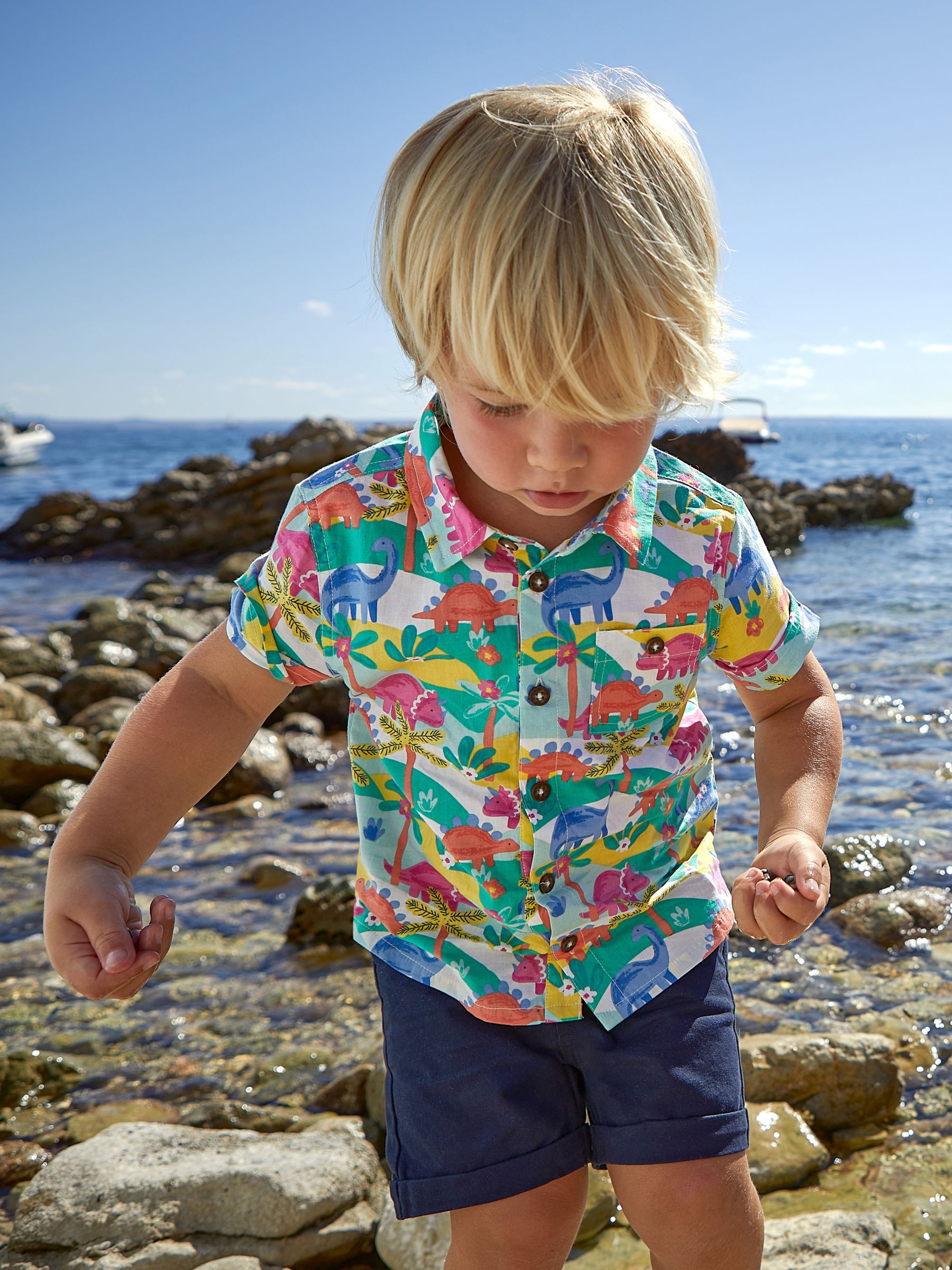 White White Dinosaur Scene Printed Short Sleeve Shirt - Image 2 of 5