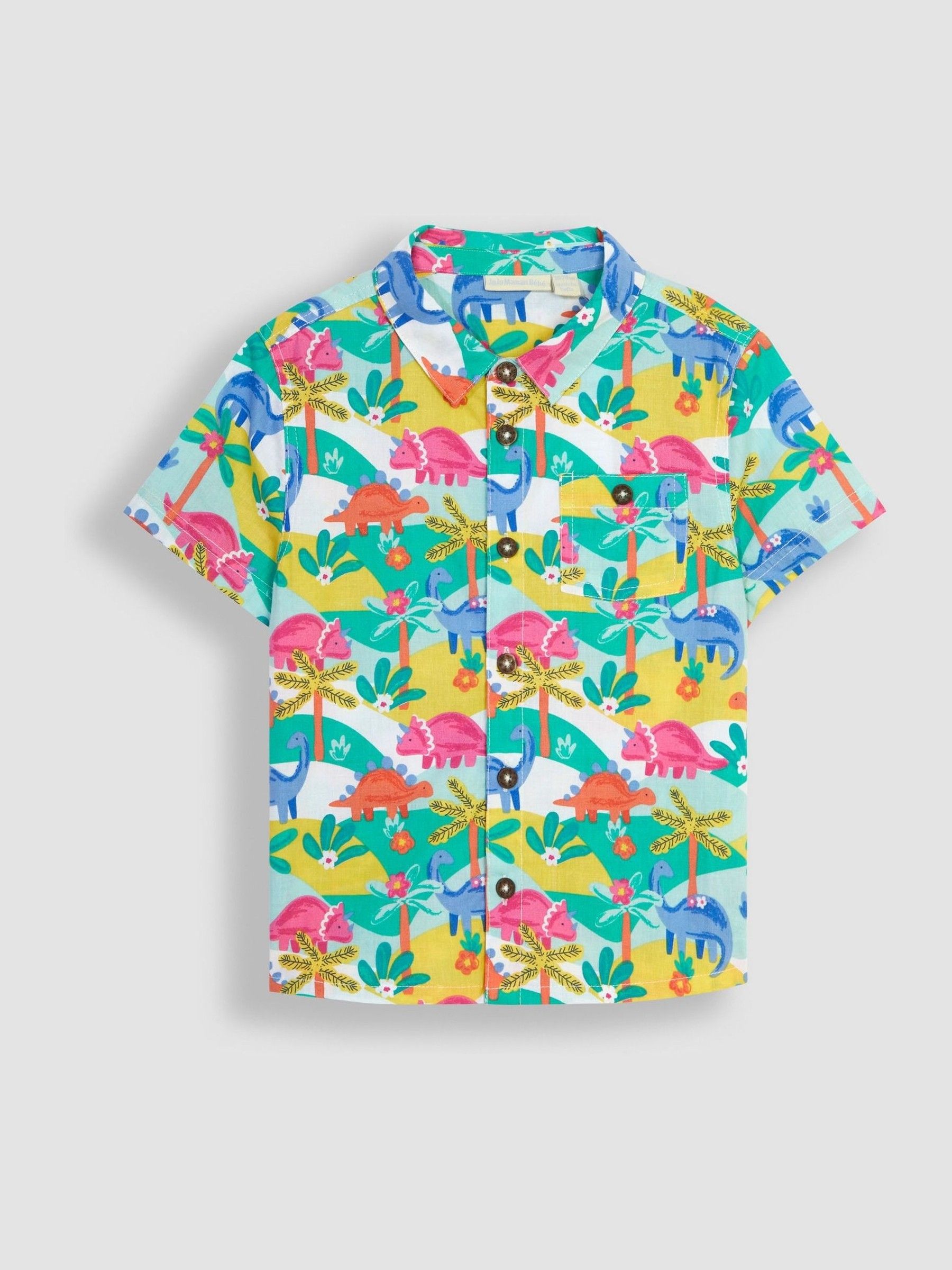 White White Dinosaur Scene Printed Short Sleeve Shirt - Image 3 of 5