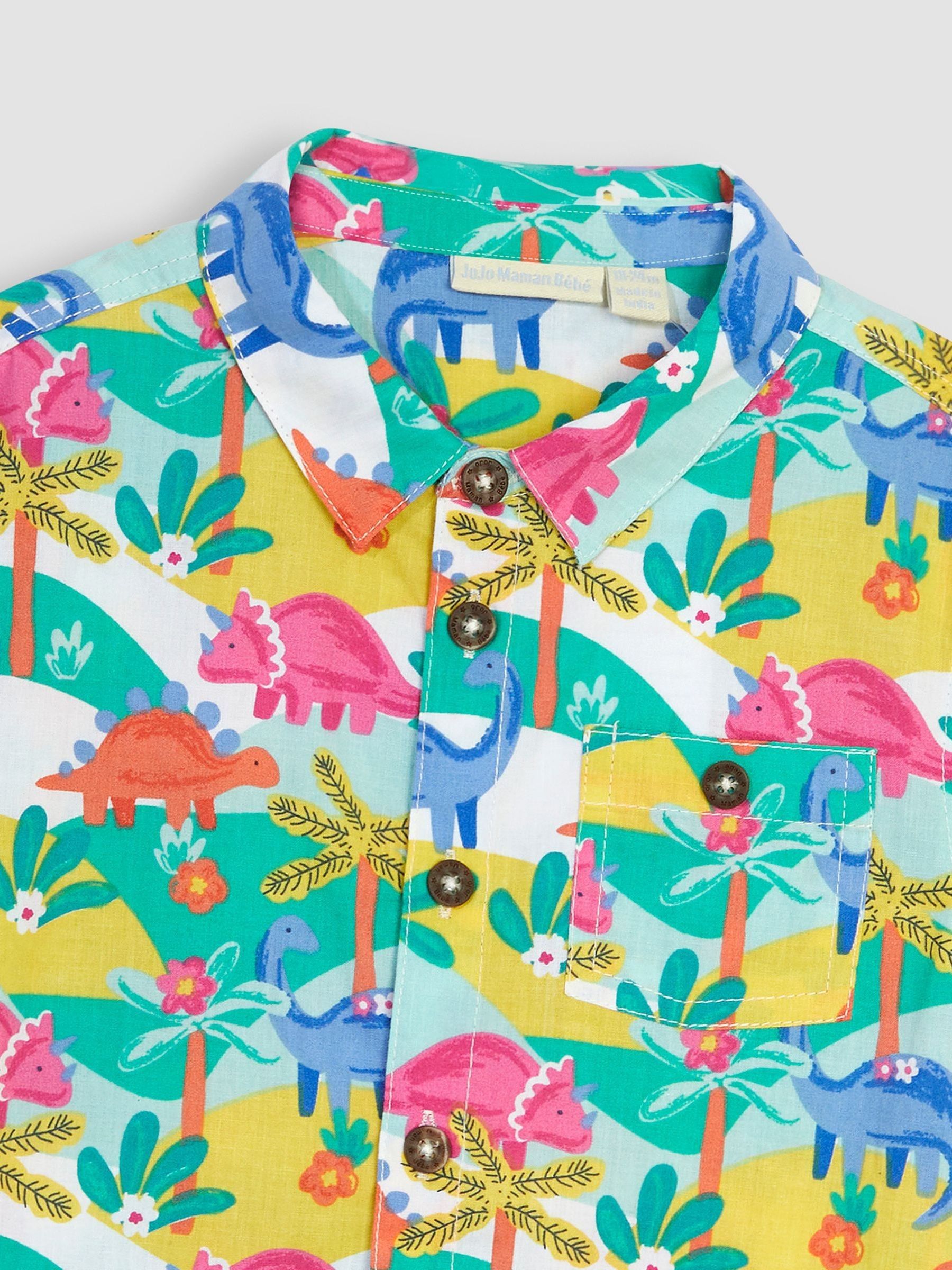 White White Dinosaur Scene Printed Short Sleeve Shirt - Image 4 of 5