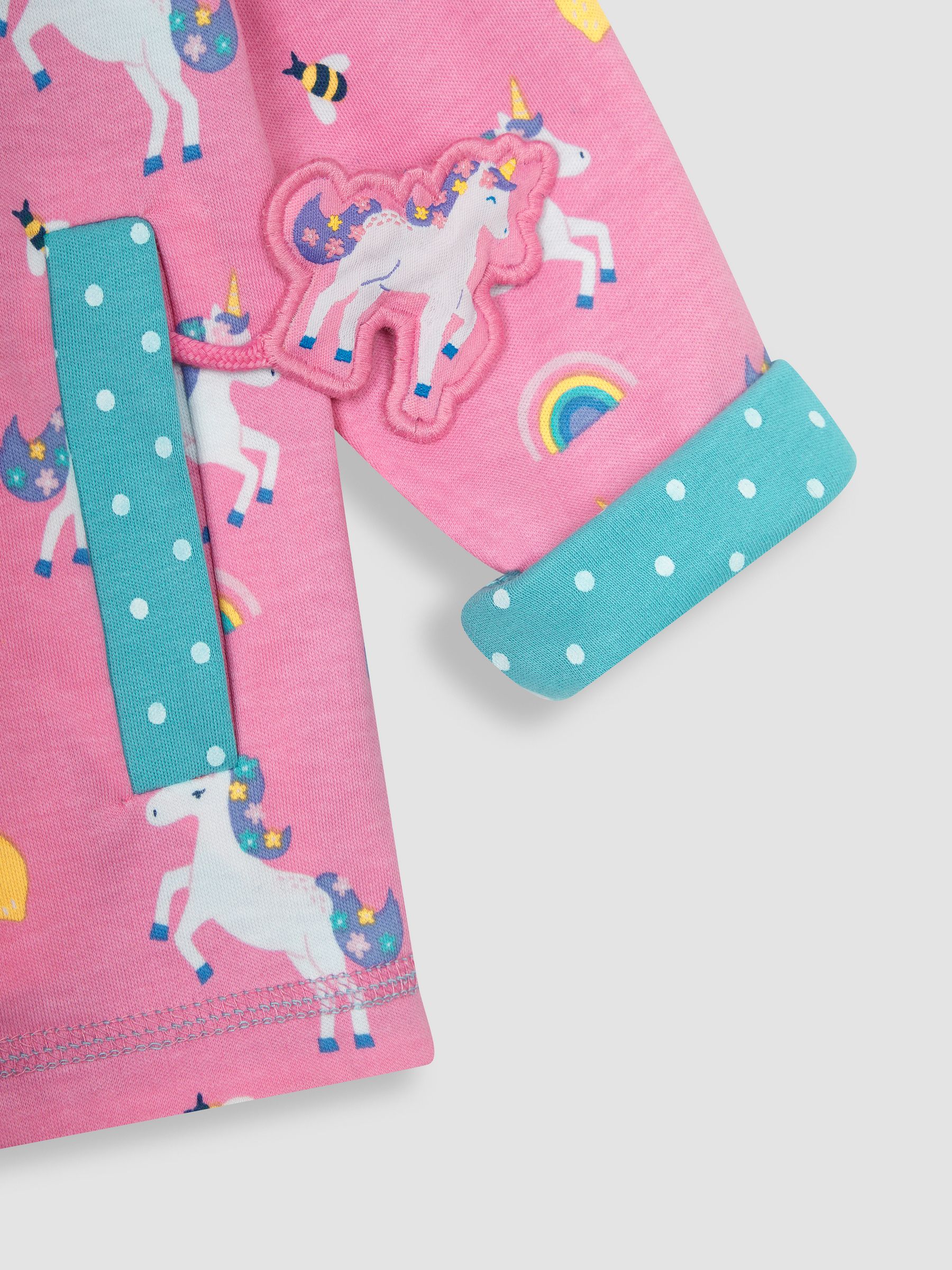 Duck Egg Blue Unicorn Appliqué Reversible Jersey Hoodie - Image 3 of 6