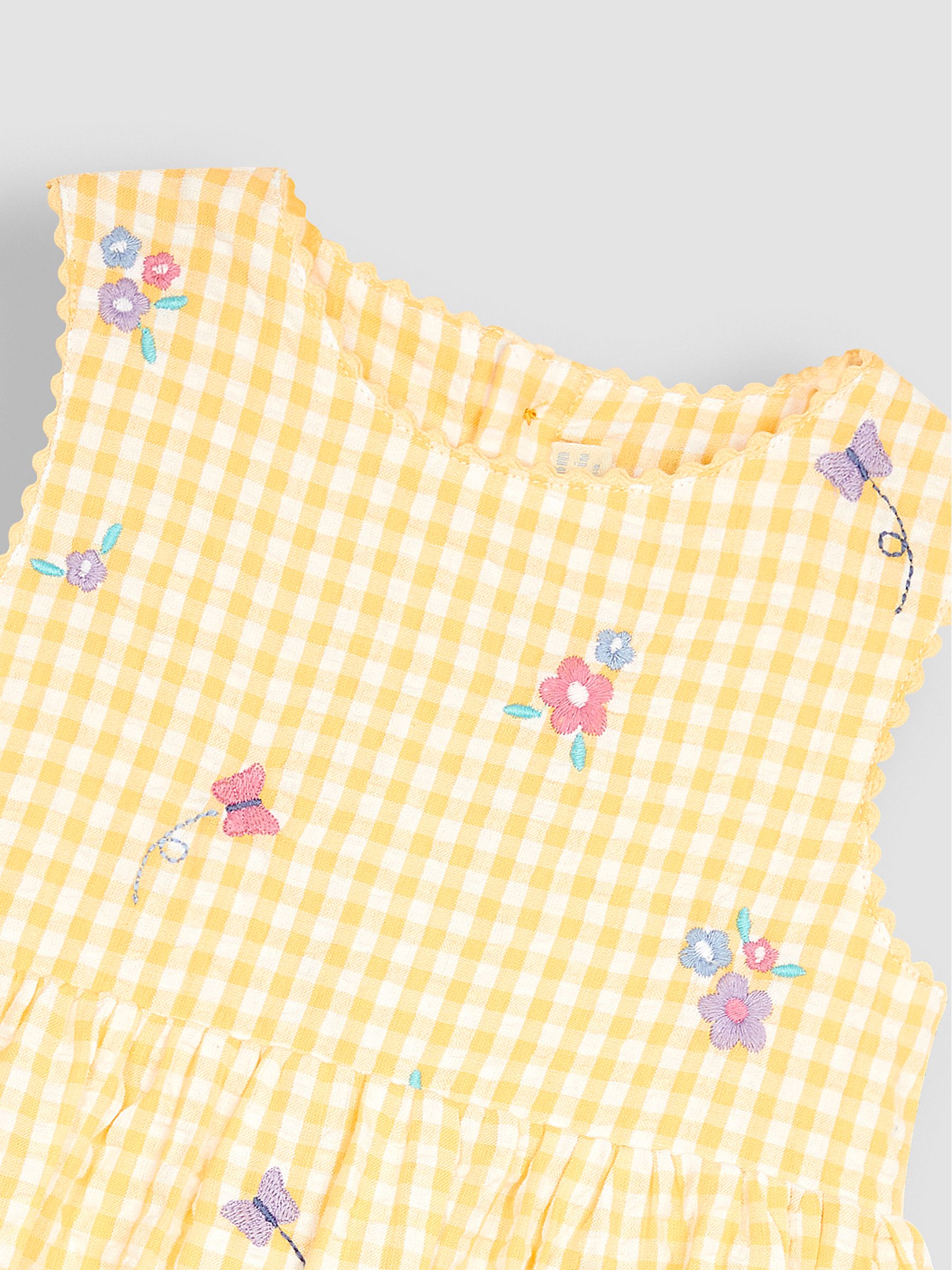 Yellow Butterfly Gingham Embroidered Summer Dress - Image 2 of 3