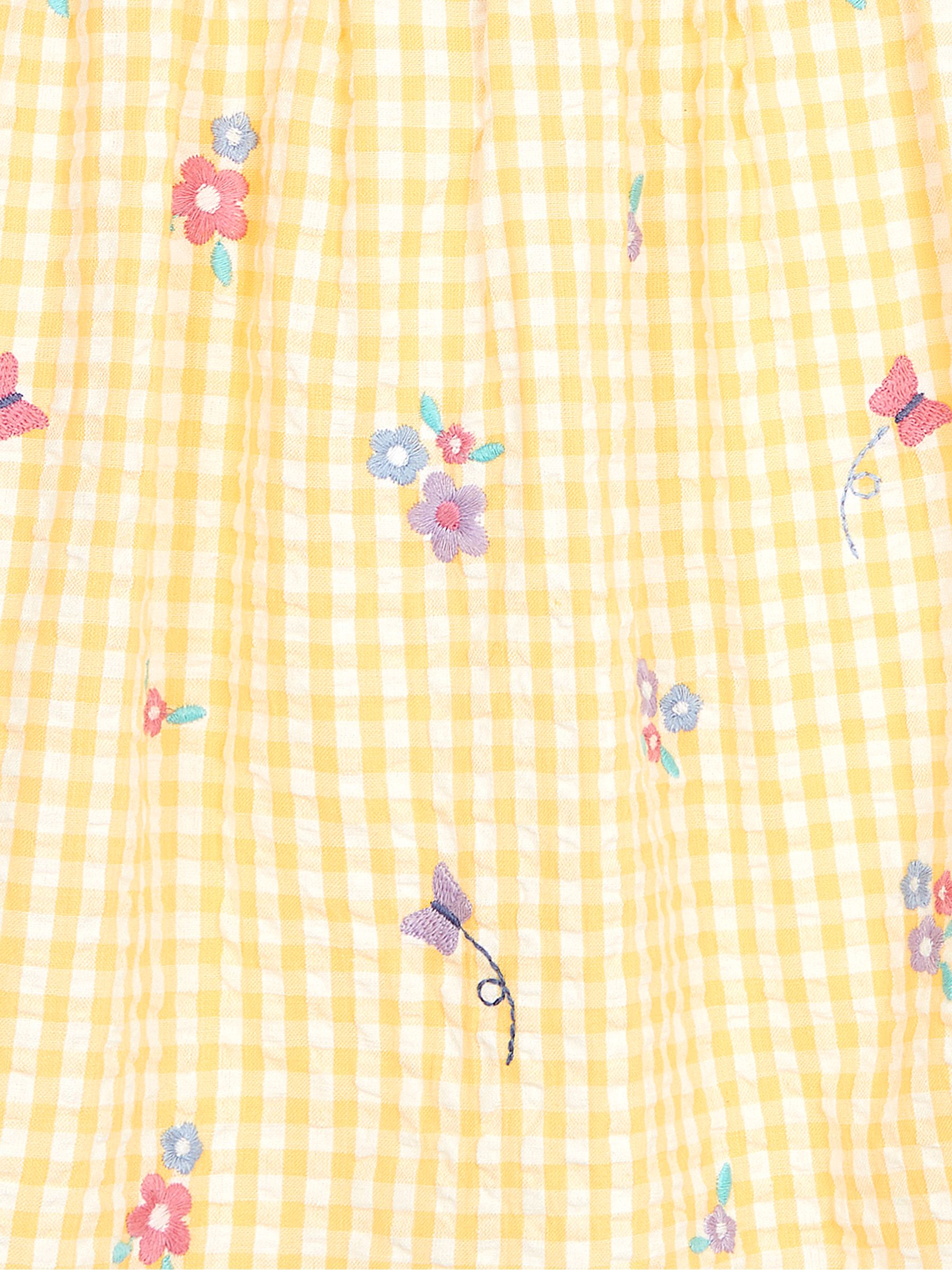 Yellow Butterfly Gingham Embroidered Summer Dress - Image 3 of 3