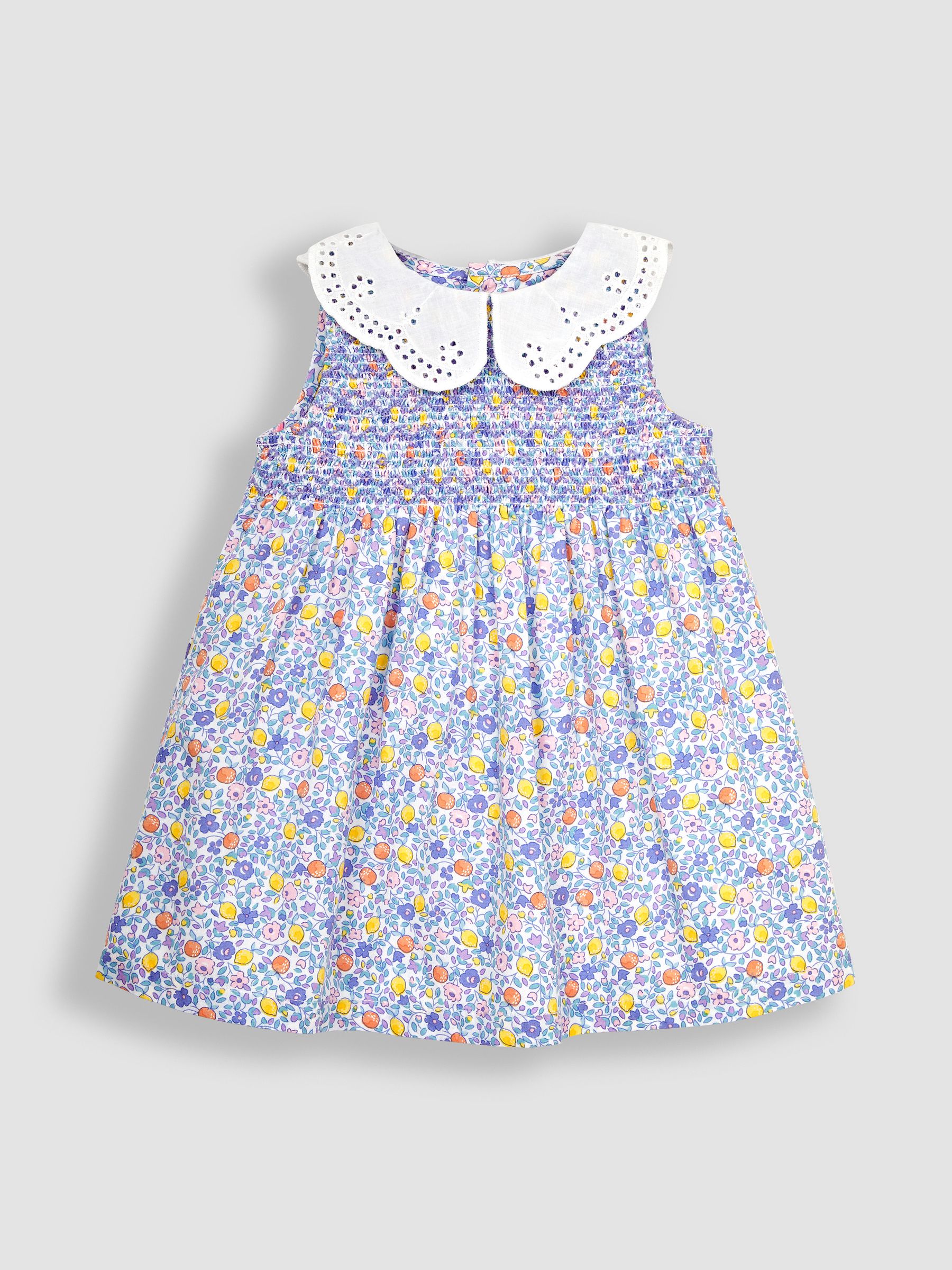 Lilac Orange & Lemon Ditsy Floral Collar Smocked Dress - Image 3 of 5