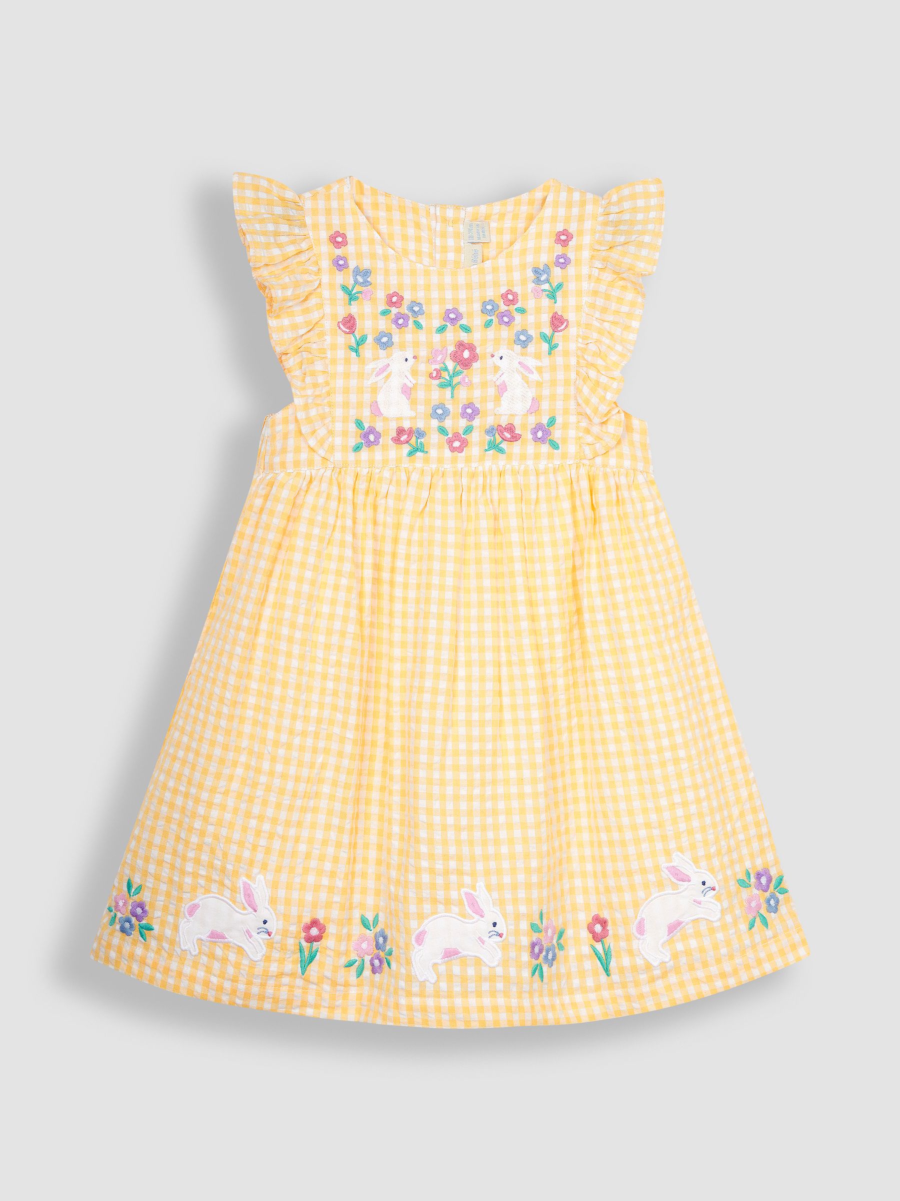Yellow Bunny Gingham Appliqué Pretty Summer Dress - Image 3 of 6