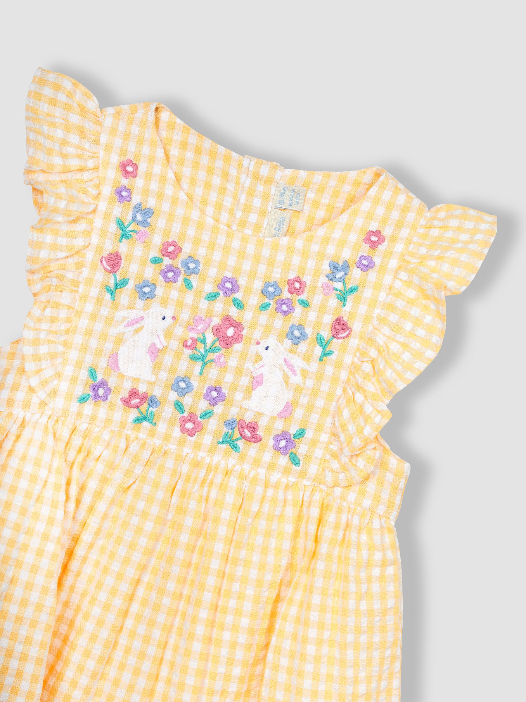 Yellow Bunny Gingham Appliqué Pretty Summer Dress - Image 4 of 6