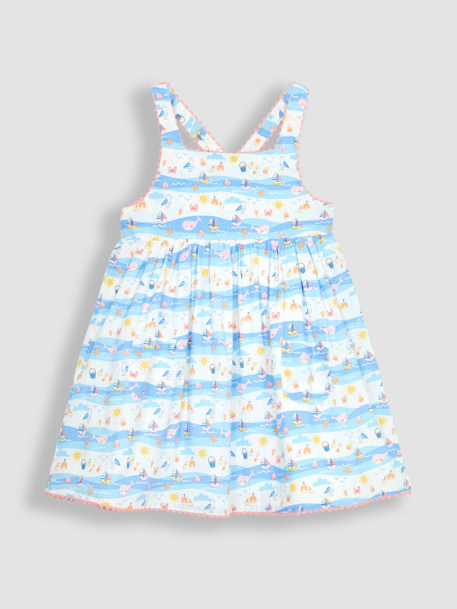 Blue Seaside Scene Cross Back Dress - Image 1 of 3
