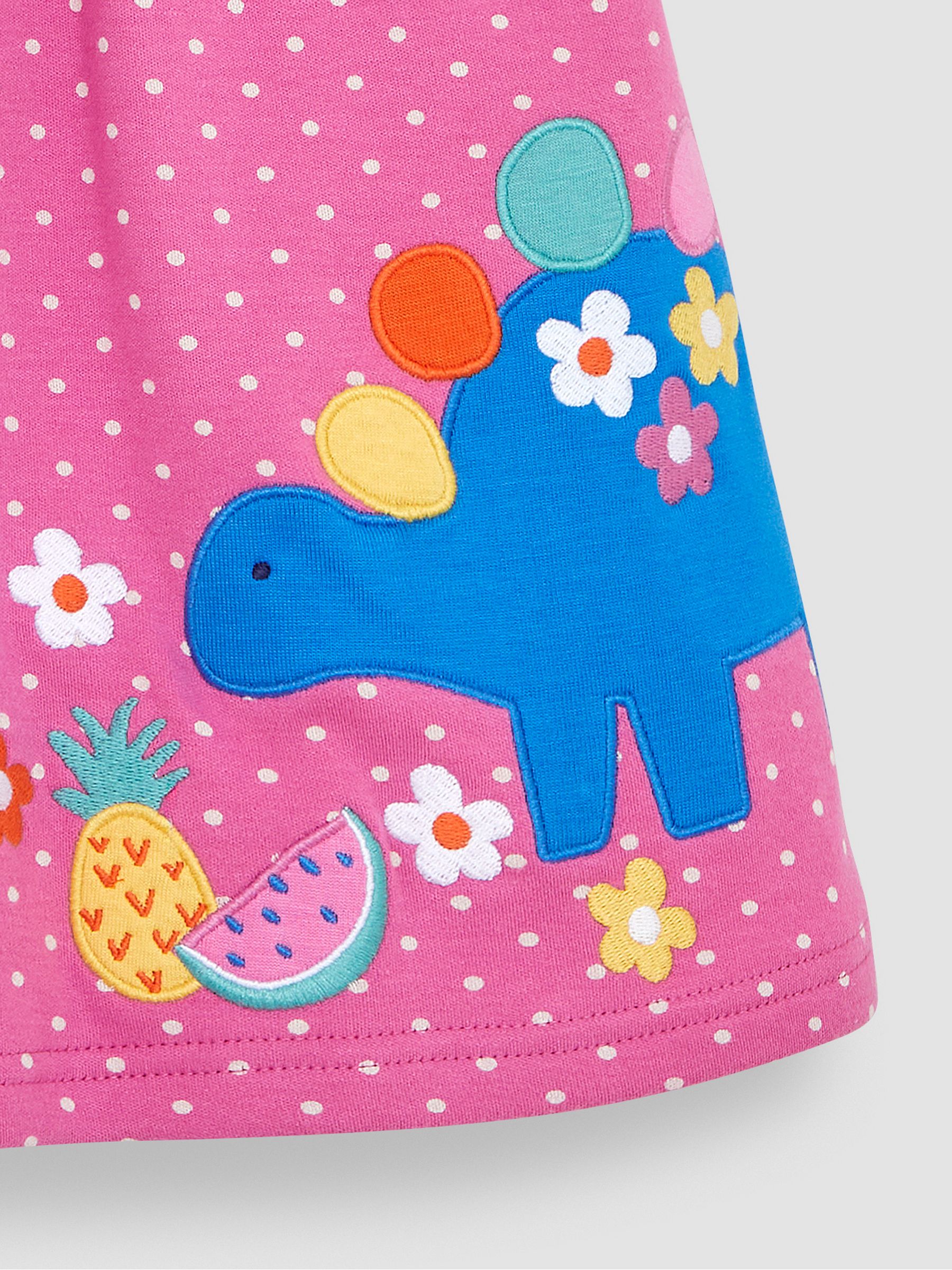 Fuchsia Pink Dinosaur Spot Appliqué Button Front Jersey Dress - Image 3 of 4
