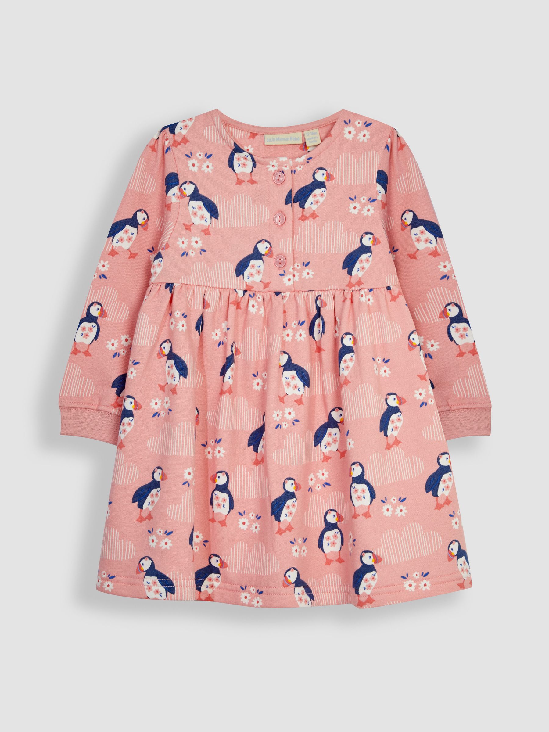 Pink Puffin Button Front Sweat Jersey Dress - Image 1 of 3