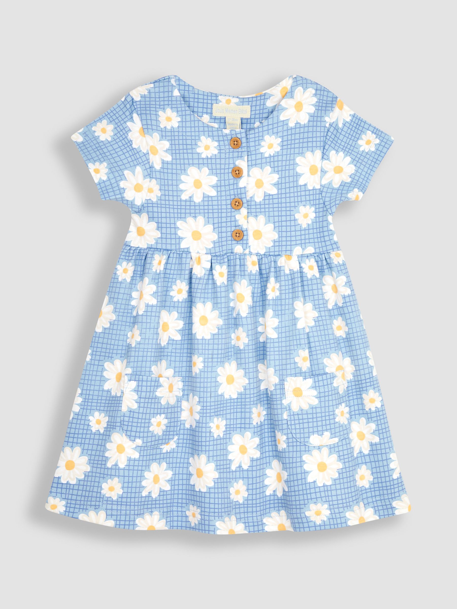 Blue Daisy Button Front Jersey Dress | JoJo Maman Bb USA