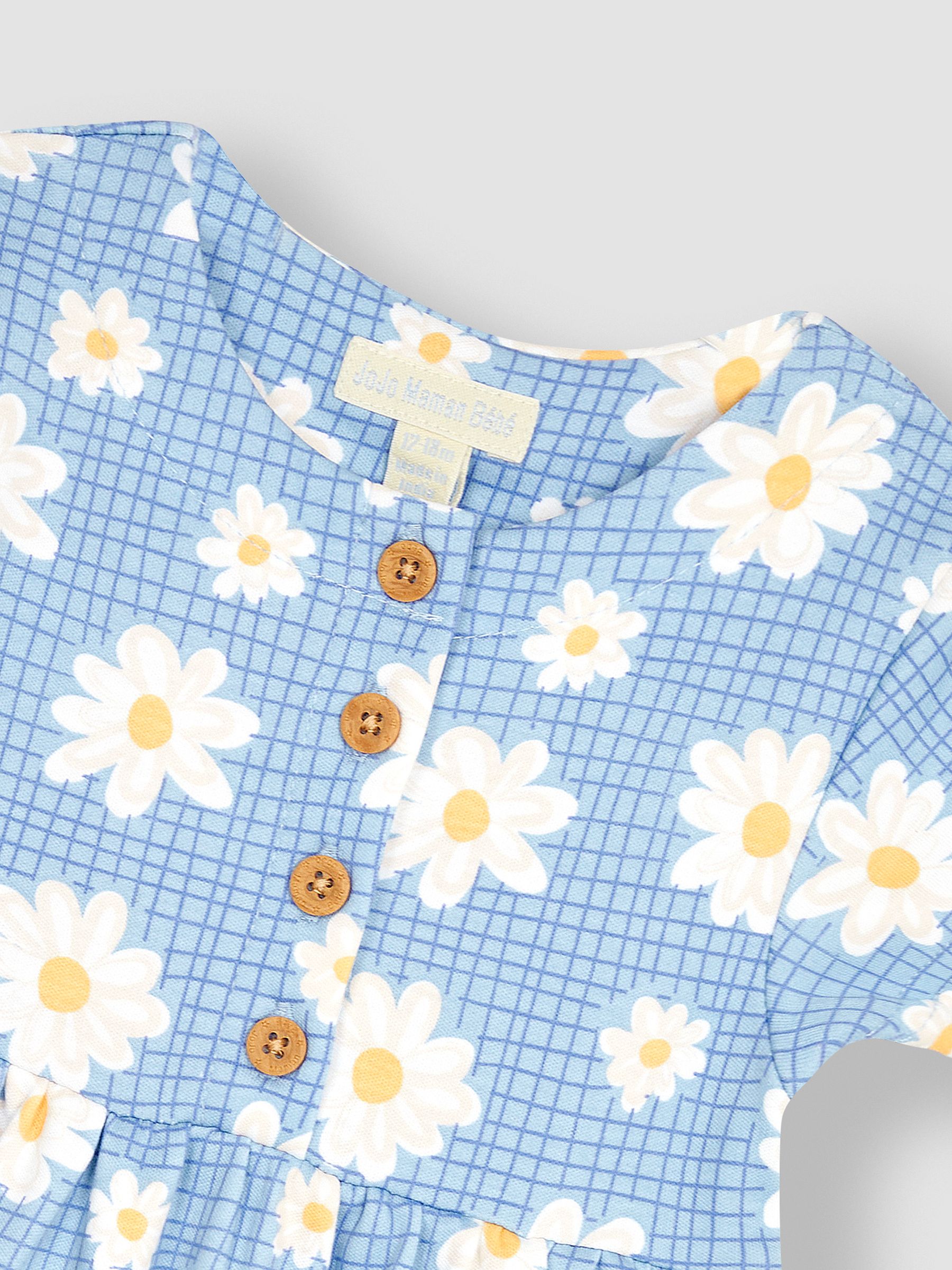 Blue Daisy Button Front Jersey Dress | JoJo Maman Bébé USA