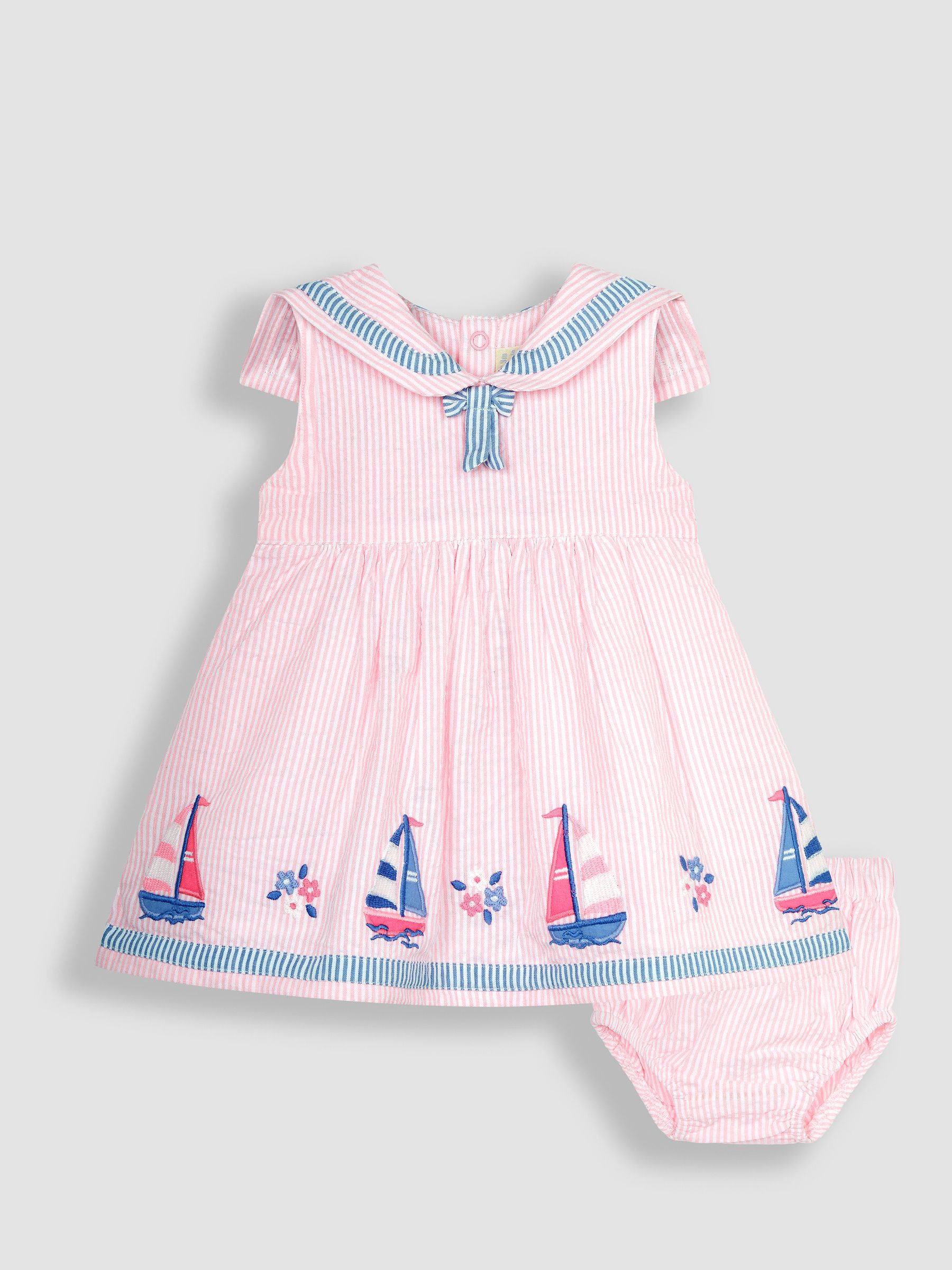 Pink Boat Appliqué Sailor Baby Dress - Image 2 of 6