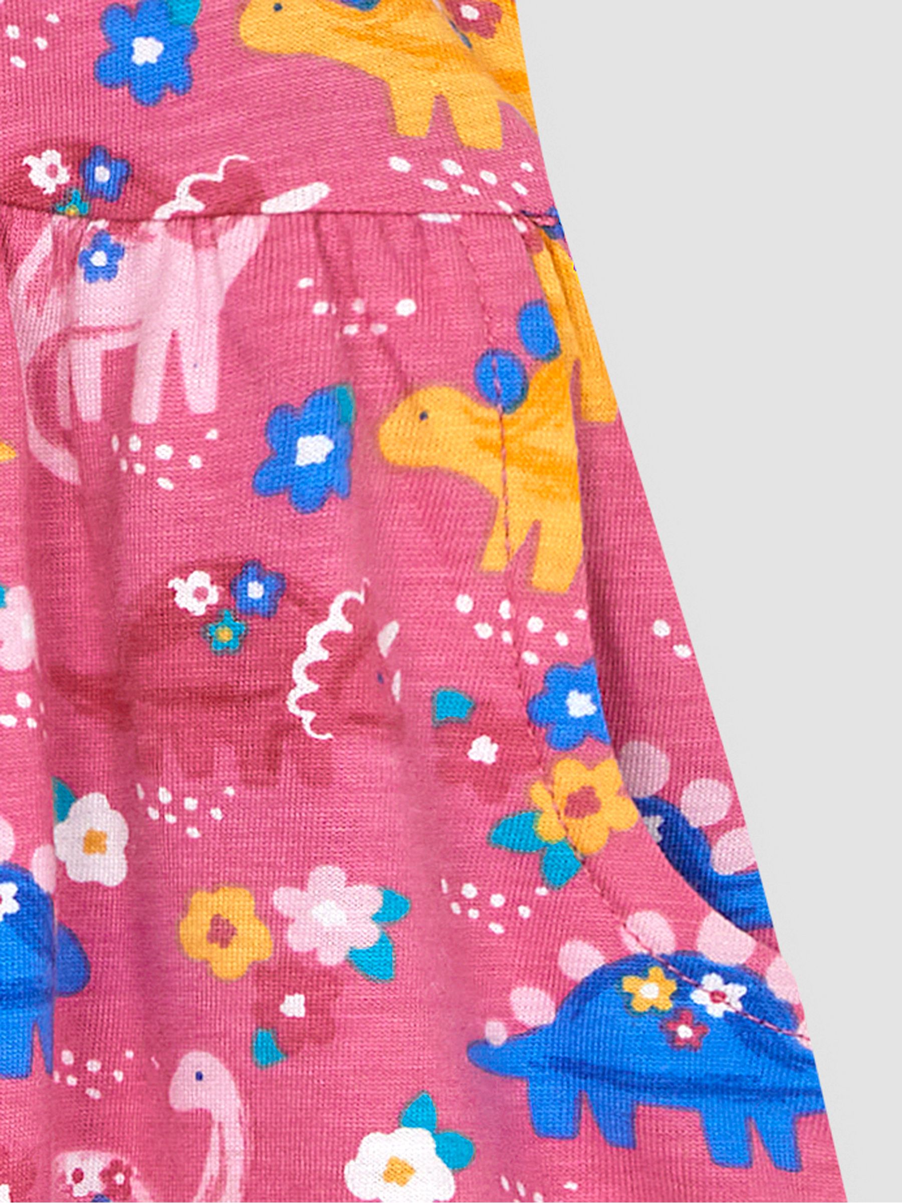 Pink Floral Dinosaur Drop Shoulder Jersey Dress - Image 3 of 3