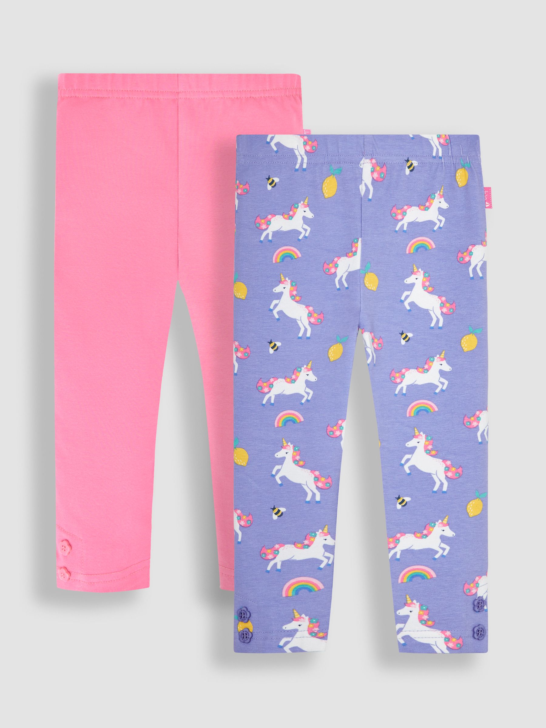 Lilac Purple Unicorn & Pink Leggings 2 Pack - Image 1 of 6