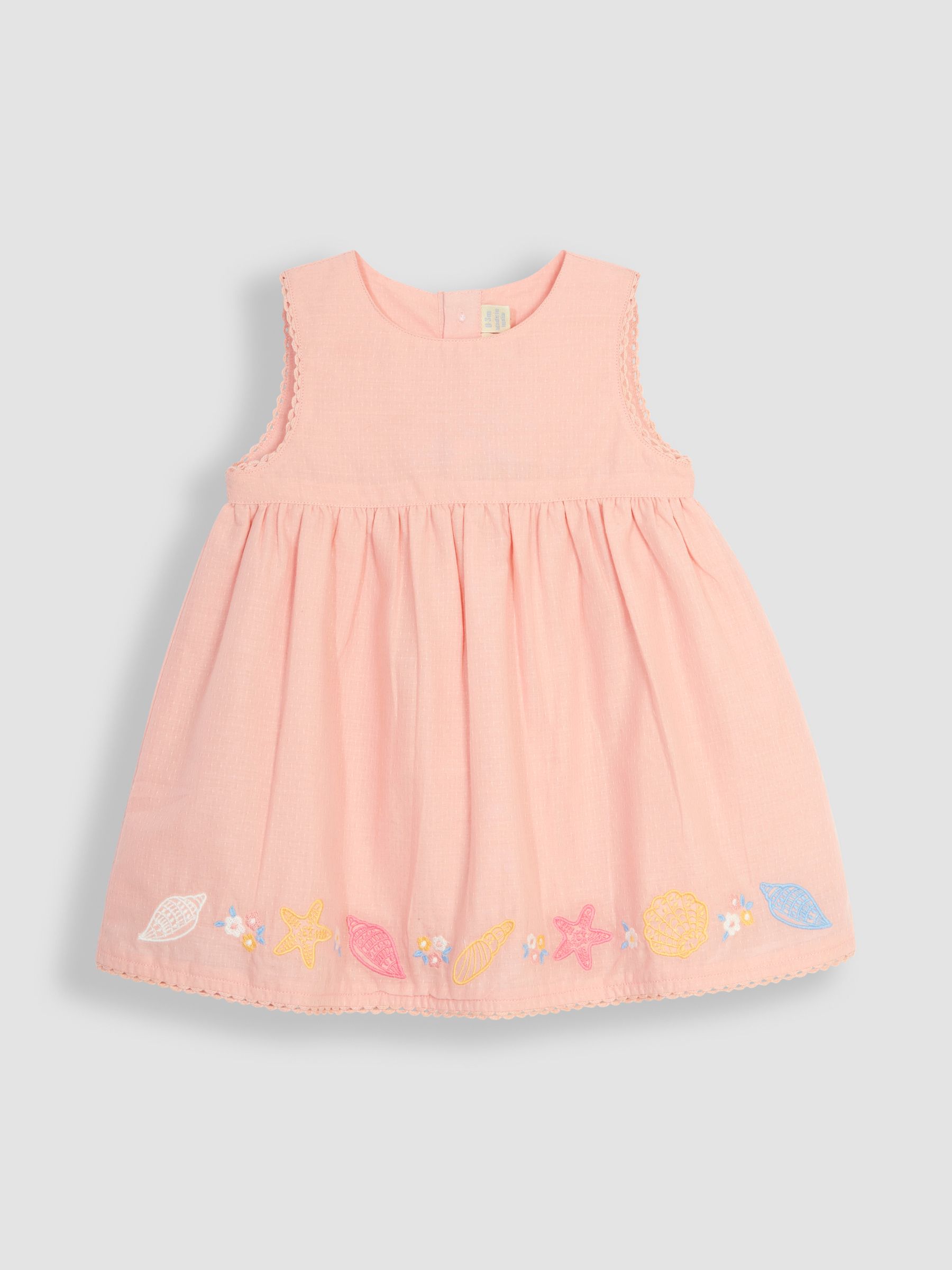 Coral Pink Seashell Embroidered Baby Dress - Image 2 of 4