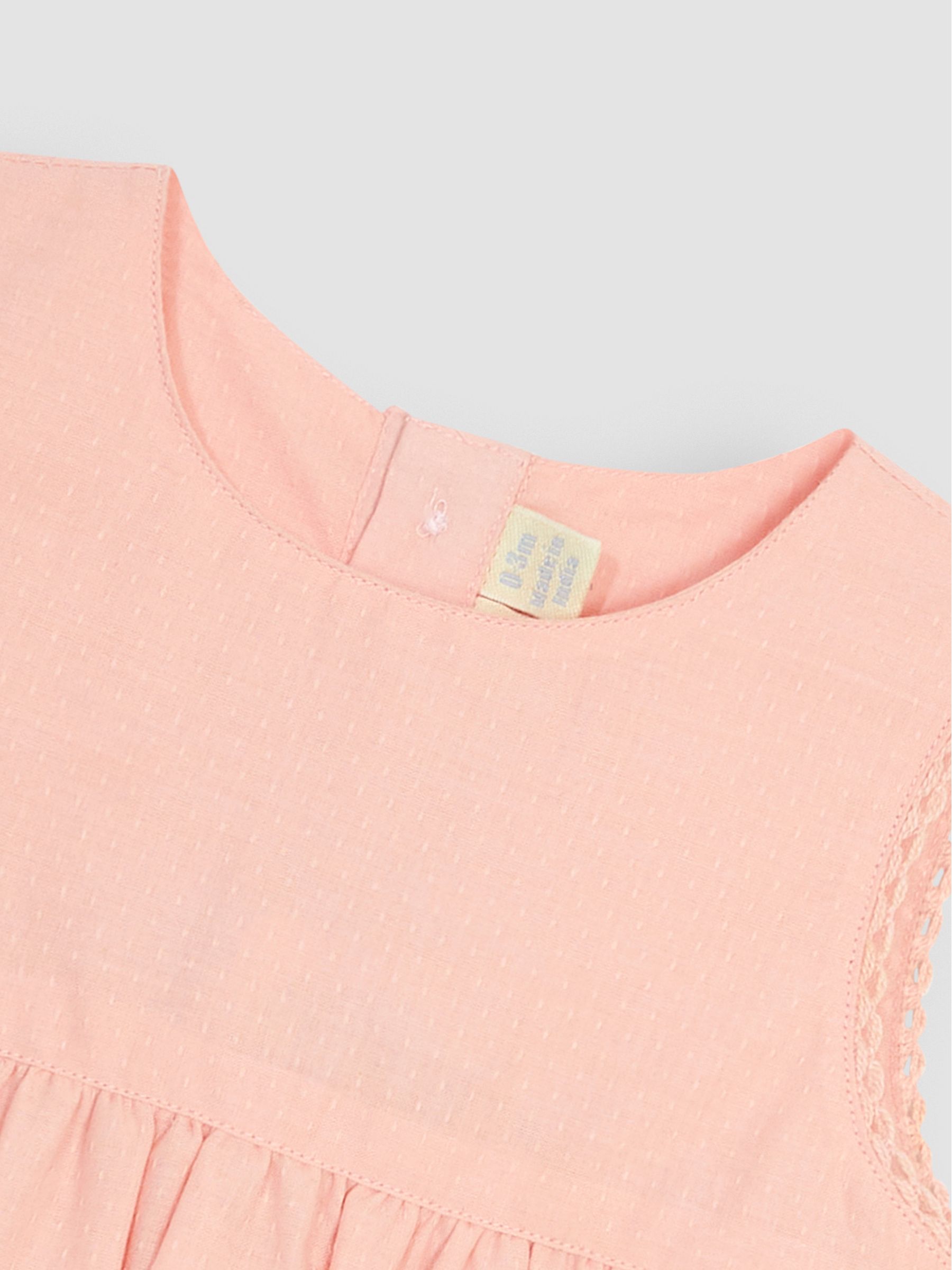 Coral Pink Seashell Embroidered Baby Dress - Image 4 of 4