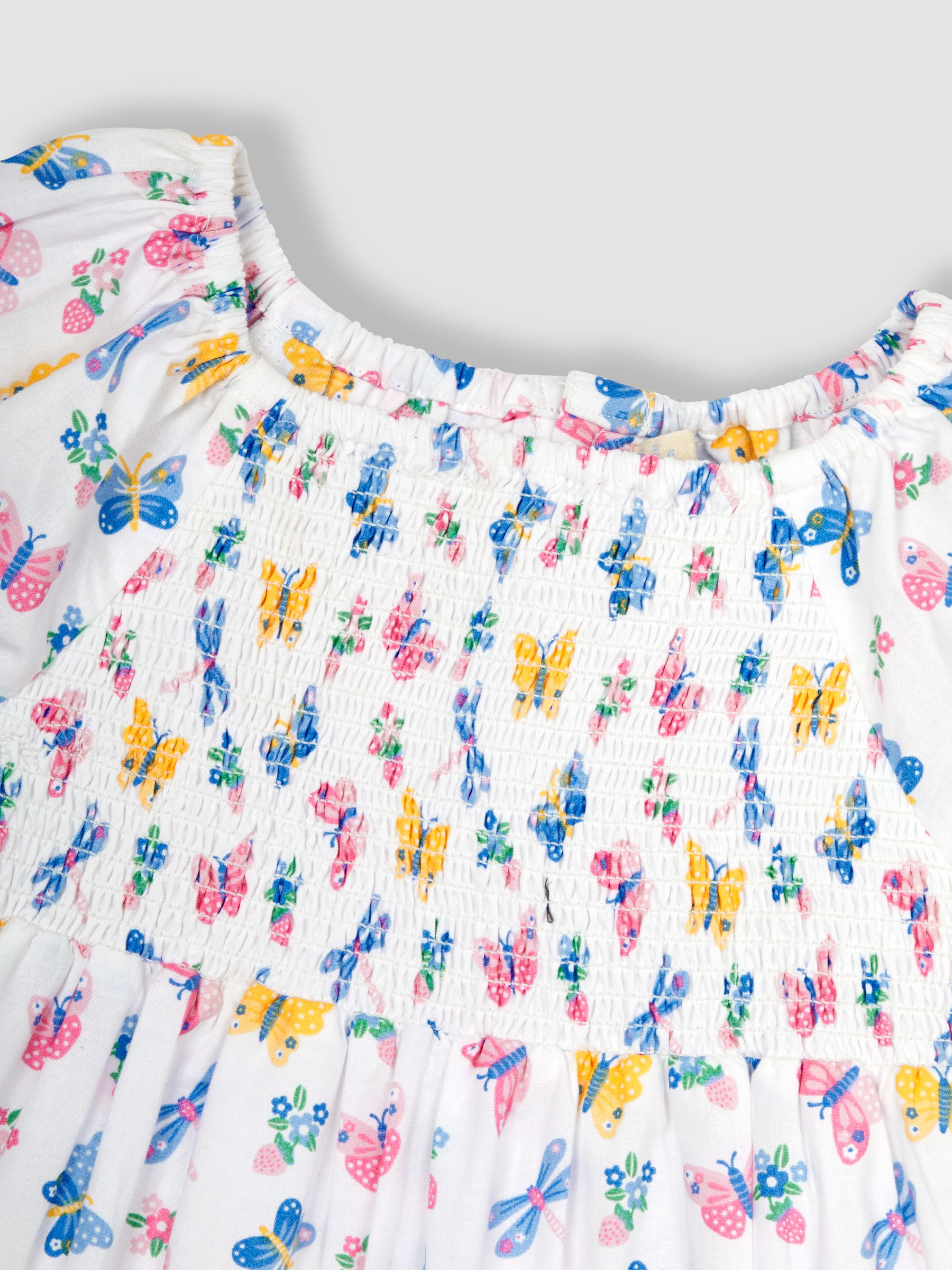 Pastel Butterfly & Dragonfly Puff Sleeve Smocked Dress - Image 2 of 3