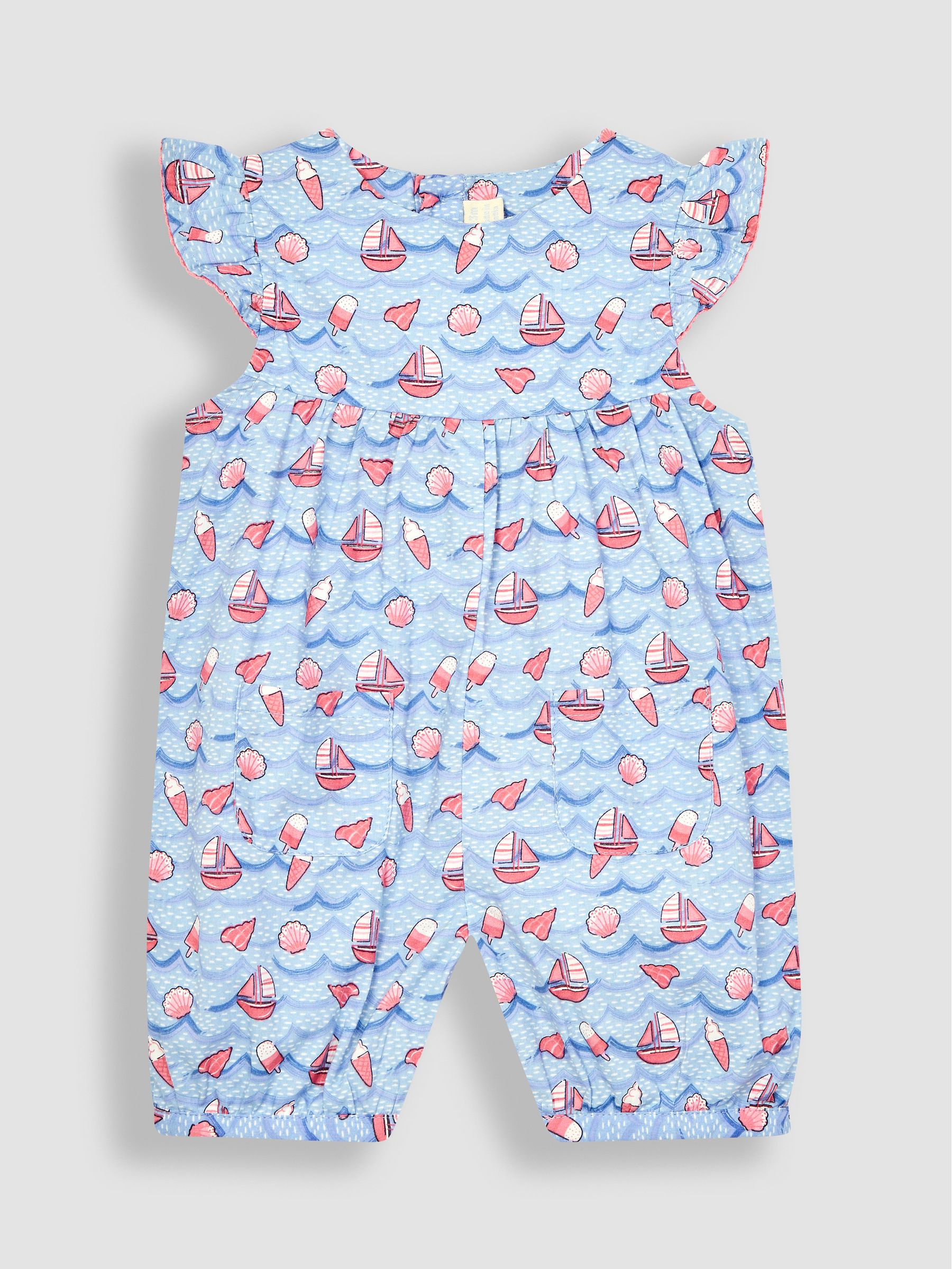 Blue Nautical Wave Print Pretty Sunsuit - Image 1 of 3