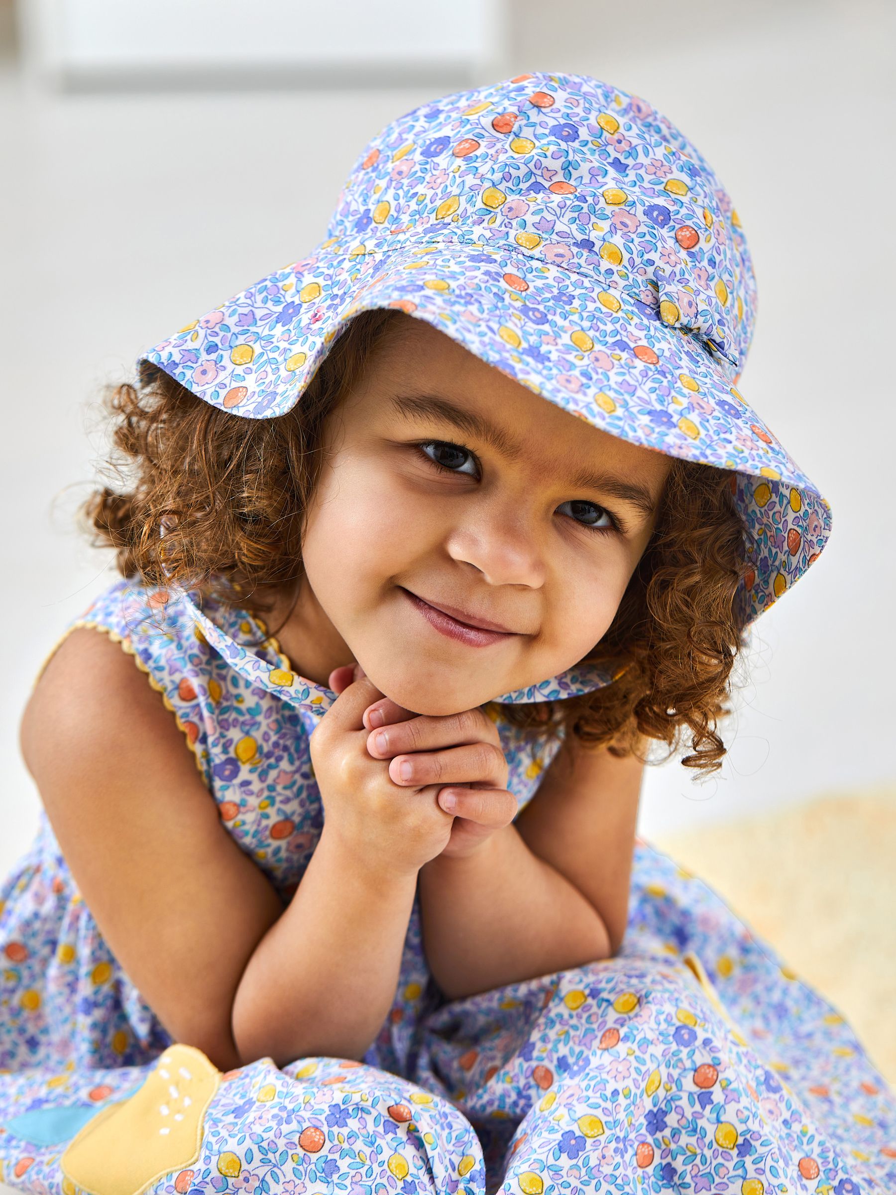 Lilac Purple Lemon Ditsy Floral Floppy Sun Hat - Image 1 of 4