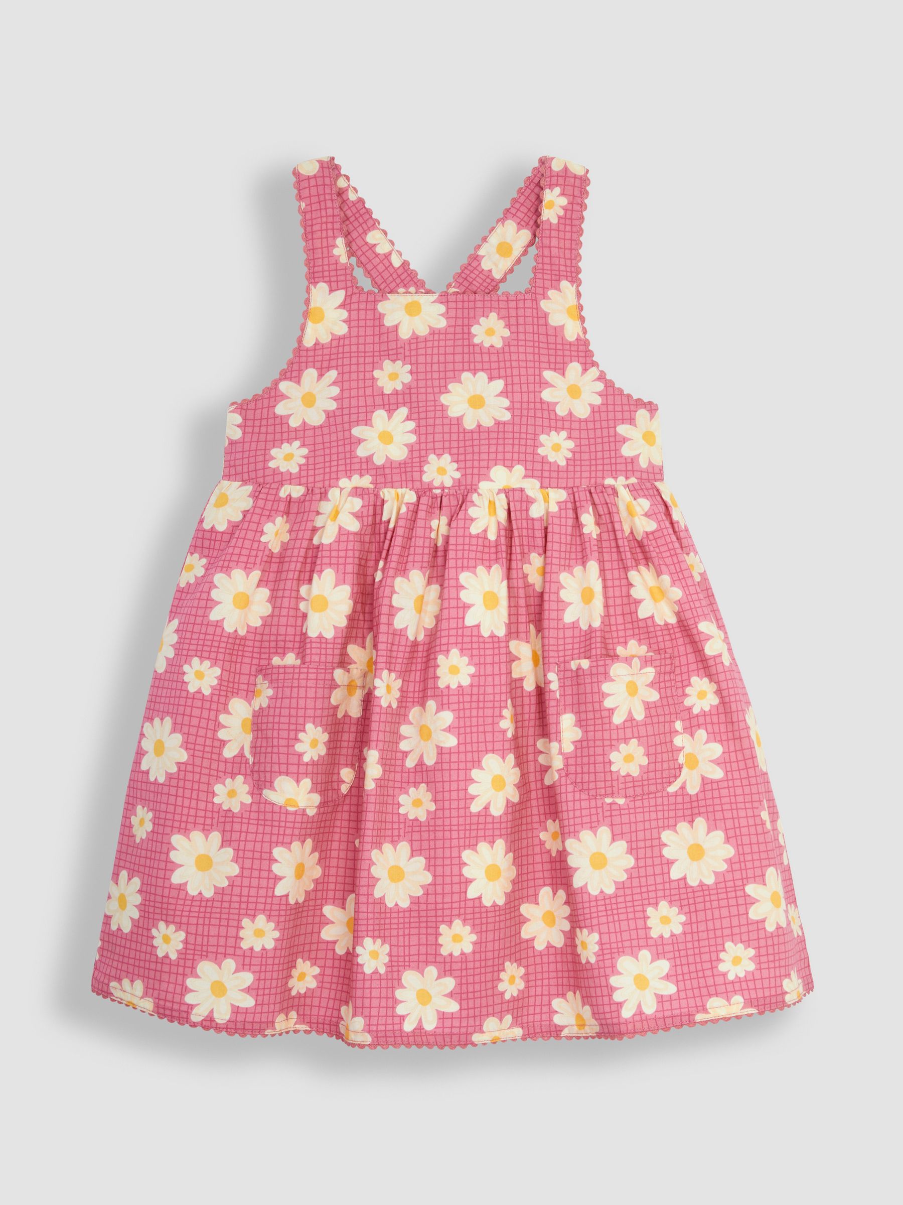 Coral Pink Daisy Cross Back Dress - Image 1 of 3