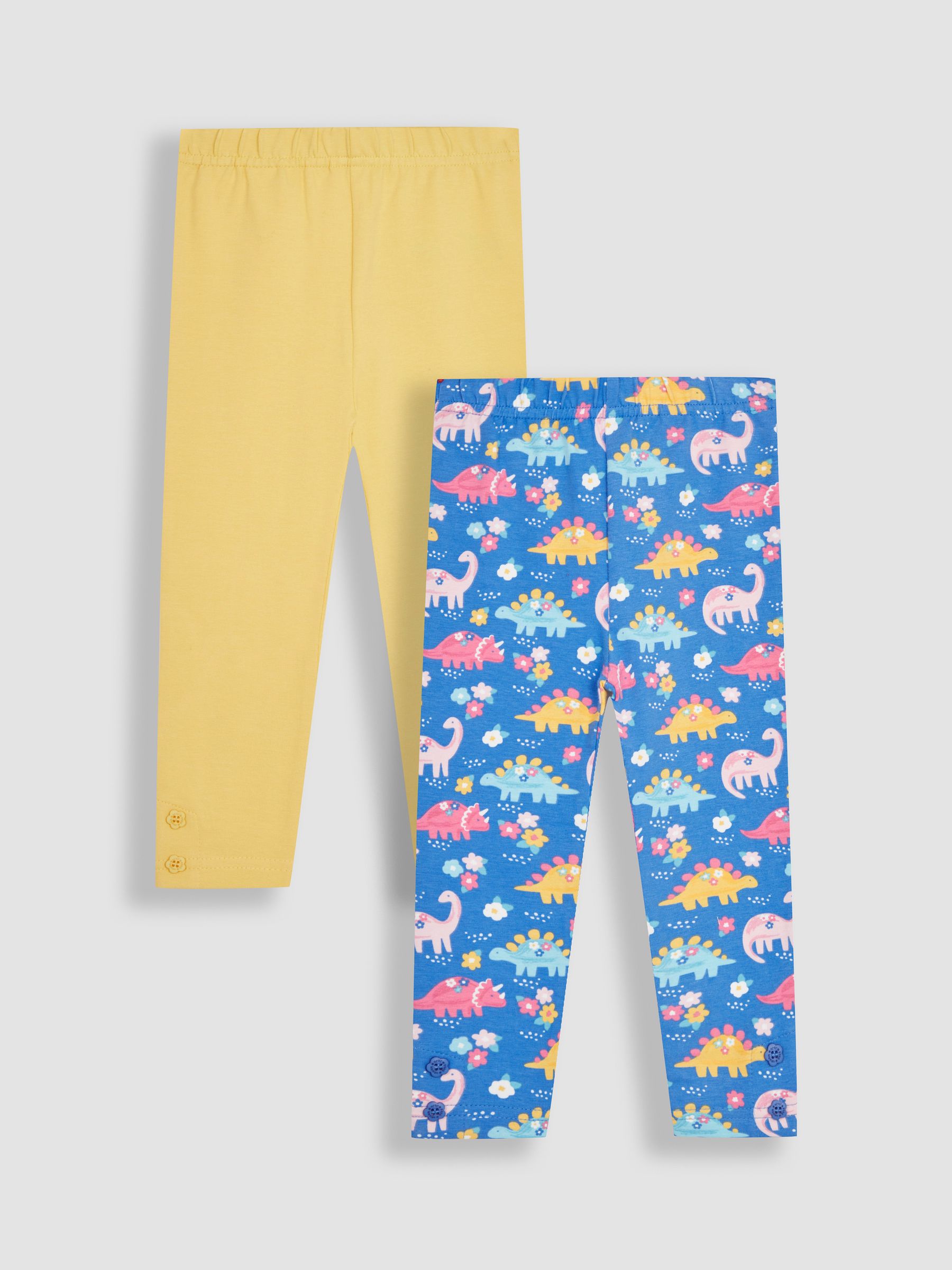 Cobalt Blue Floral Dinosaur & Yellow 2-Pack Leggings - Image 1 of 5