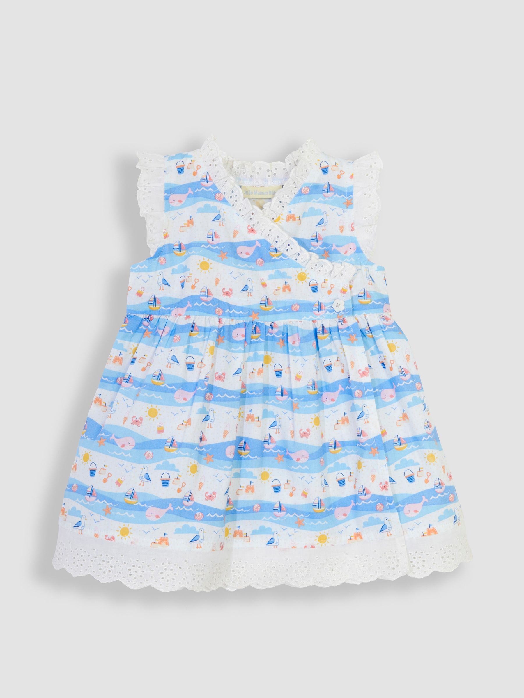 Blue Seaside Scene Wrap Baby Dress - Image 2 of 4