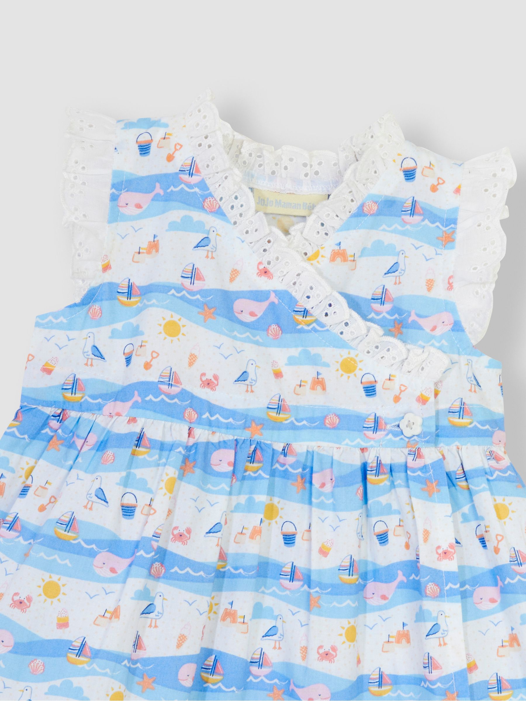 Blue Seaside Scene Wrap Baby Dress - Image 4 of 4