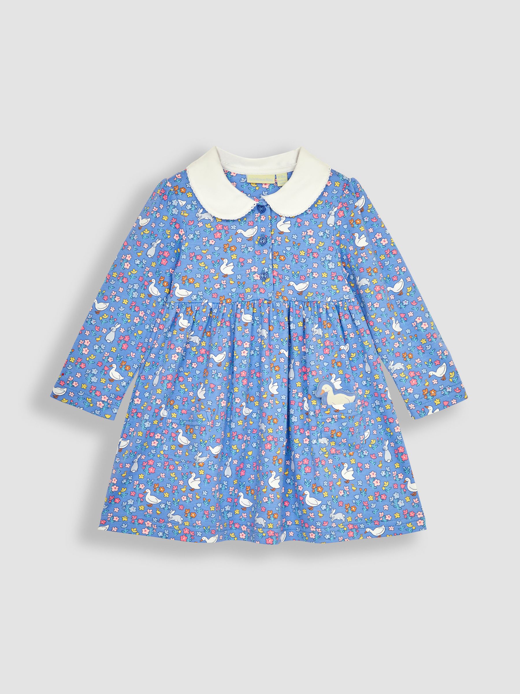 Lilac Bunny & Duck Floral Peter Pan Pet In Pocket Jersey Dress - Image 1 of 4