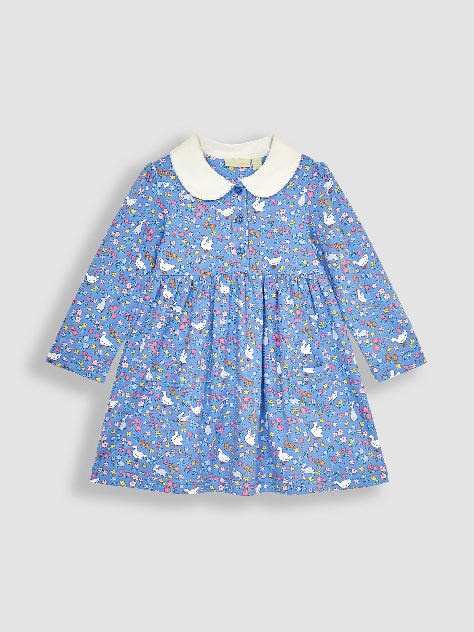Lilac Bunny & Duck Floral Peter Pan Pet In Pocket Jersey Dress - Image 2 of 4