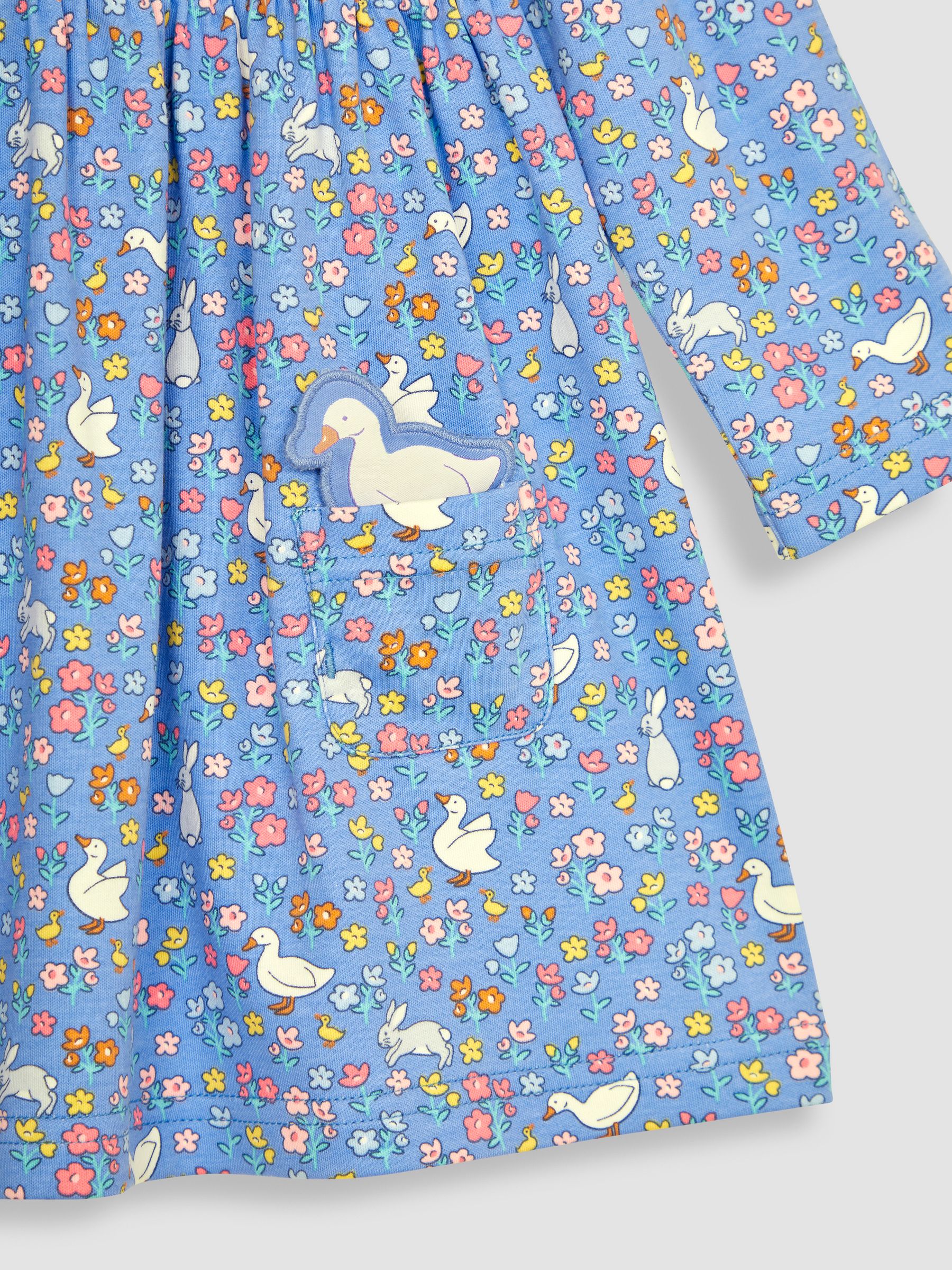 Lilac Bunny & Duck Floral Peter Pan Pet In Pocket Jersey Dress - Image 4 of 4