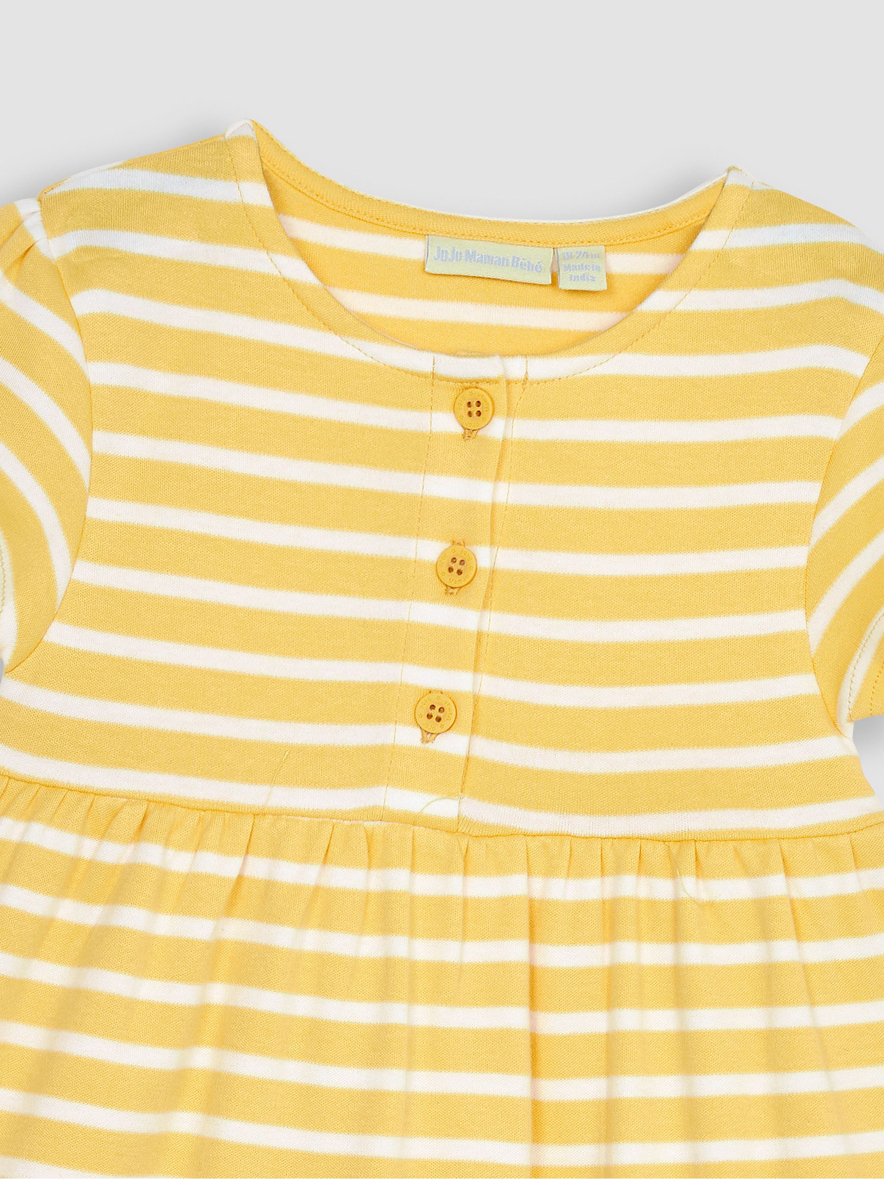 Yellow Bunny Stripe Appliqué Button Front Jersey Dress - Image 5 of 5