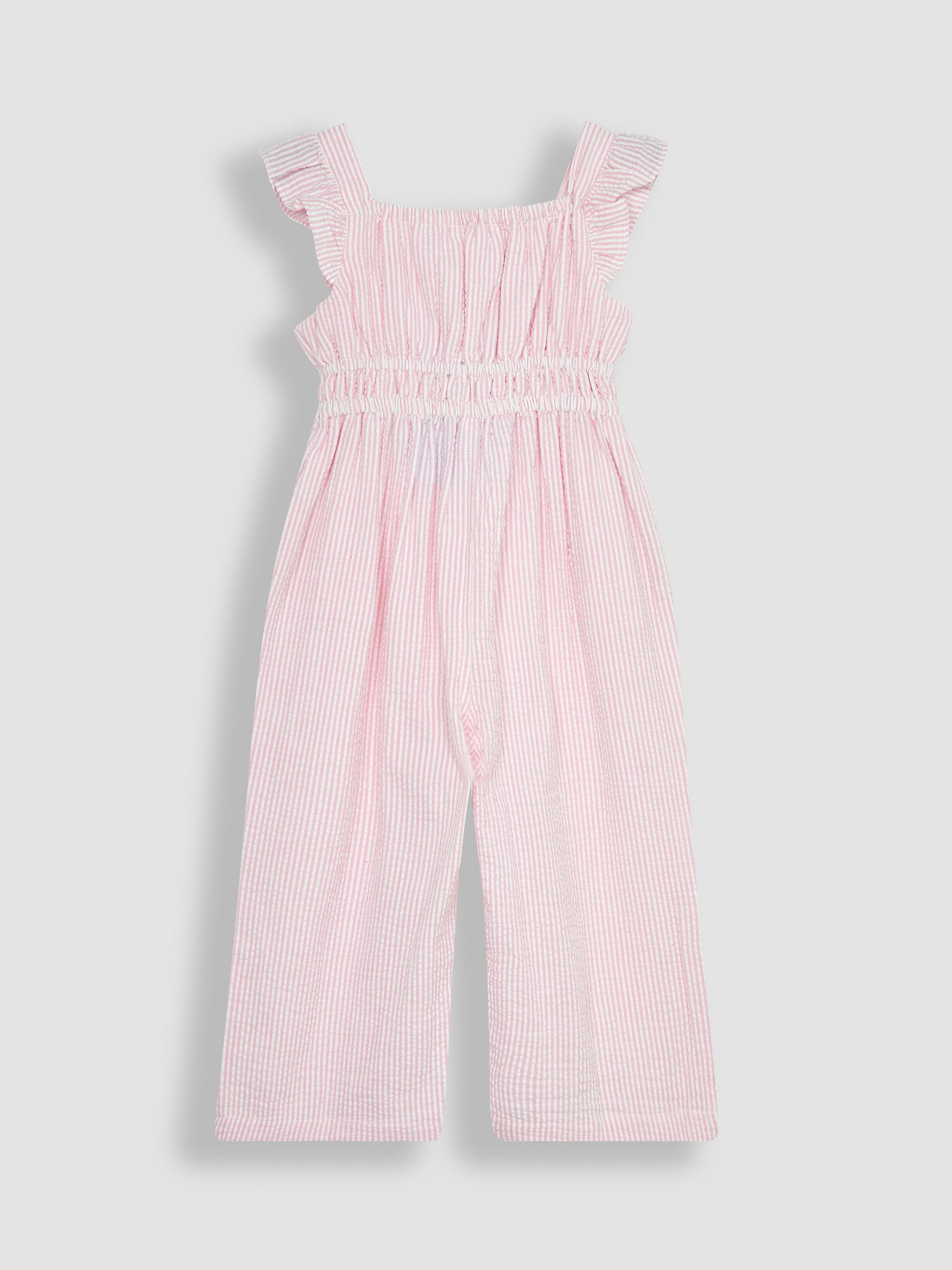 Pink Seersucker Stripe Frill Shoulder Jumpsuit - Image 2 of 3