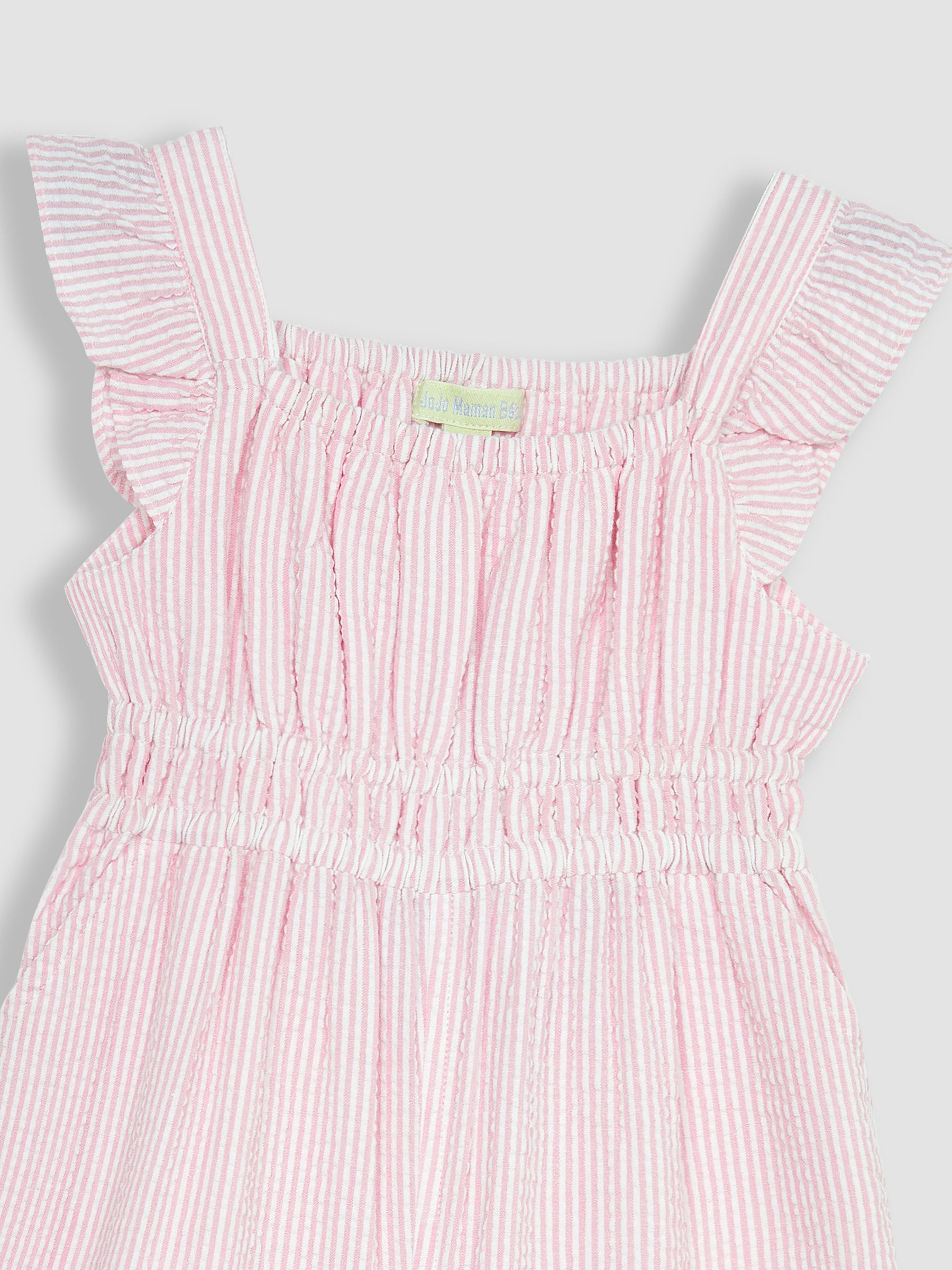 Pink Seersucker Stripe Frill Shoulder Jumpsuit - Image 3 of 3