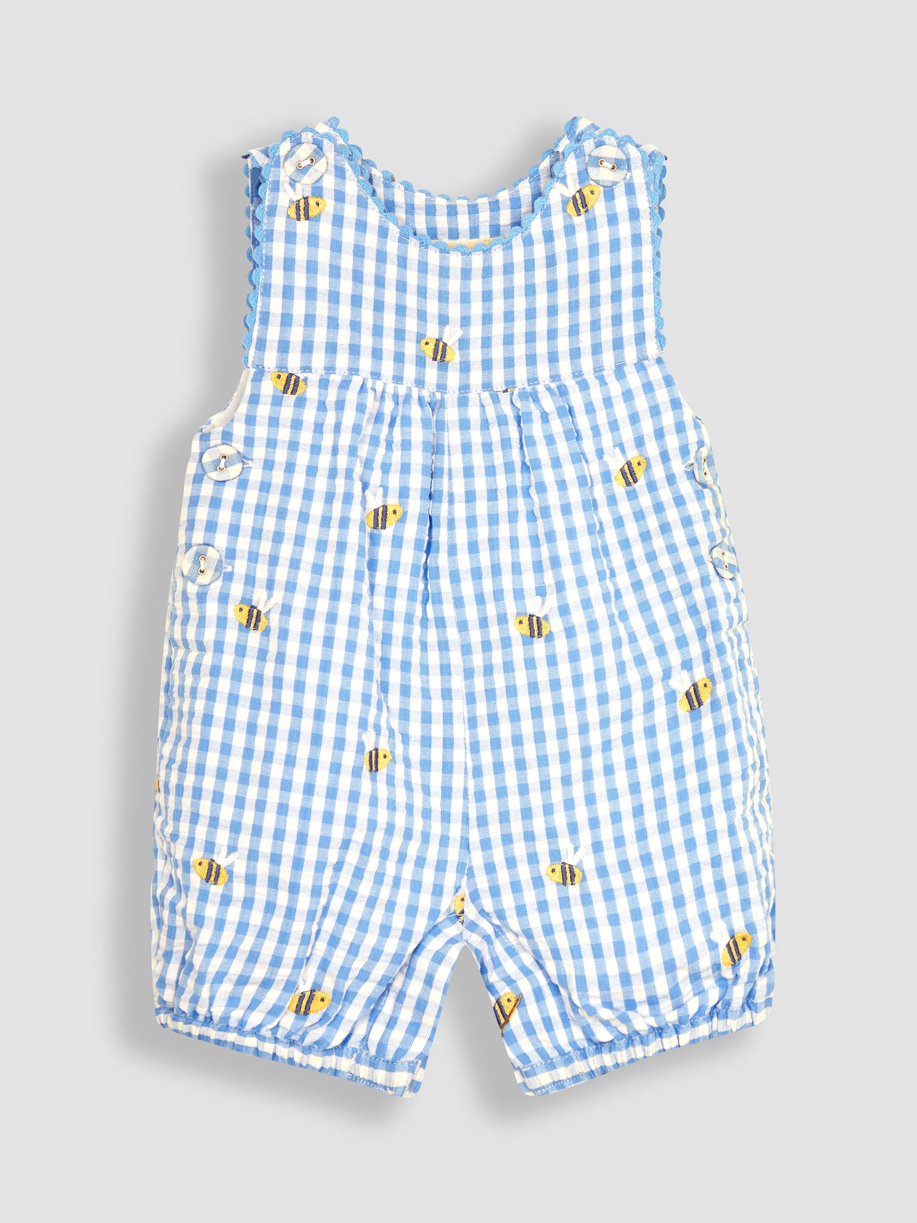 Blue Bee Embroidered Gingham Dungarees - Image 1 of 3