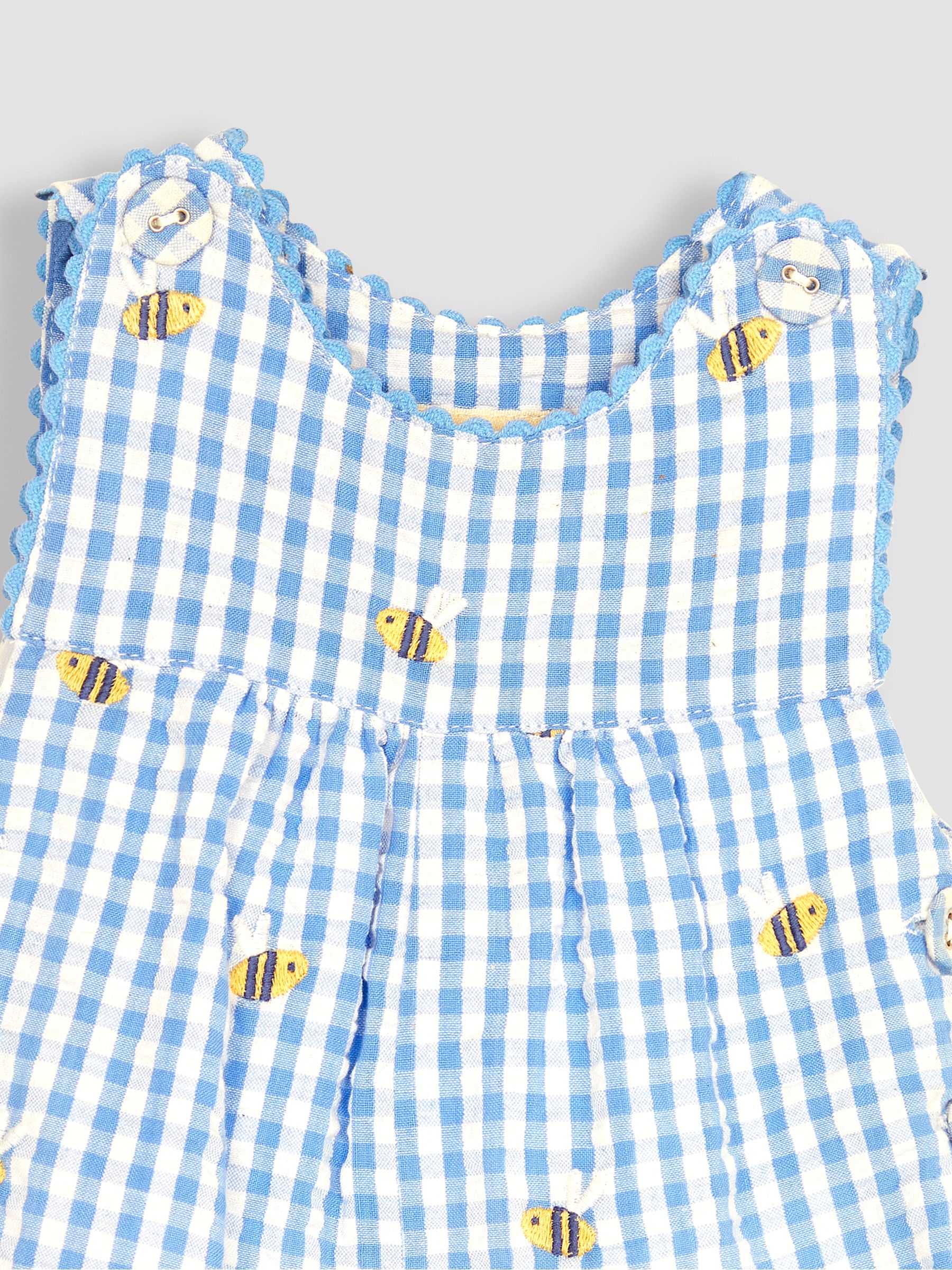 Blue Bee Embroidered Gingham Dungarees - Image 3 of 3