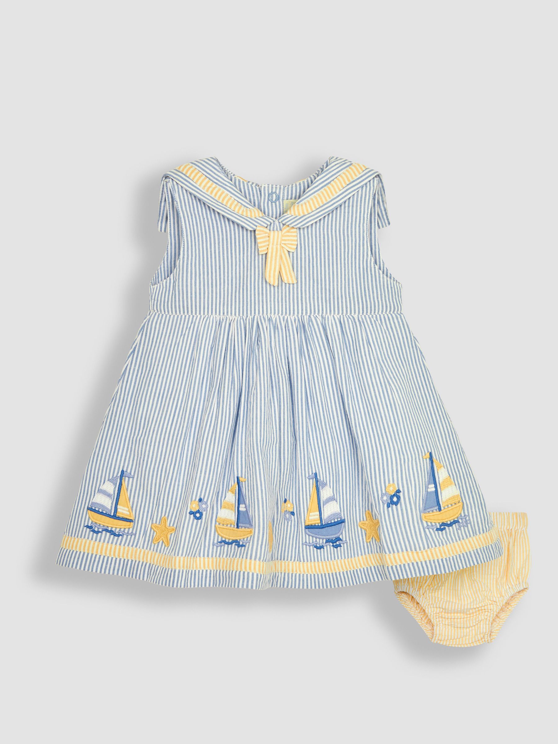 Blue Boat Appliqué Sailor Baby Dress - Image 2 of 6