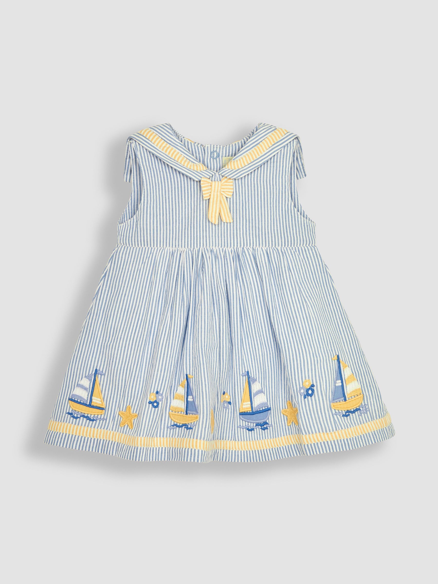 Blue Boat Appliqué Sailor Baby Dress - Image 3 of 6