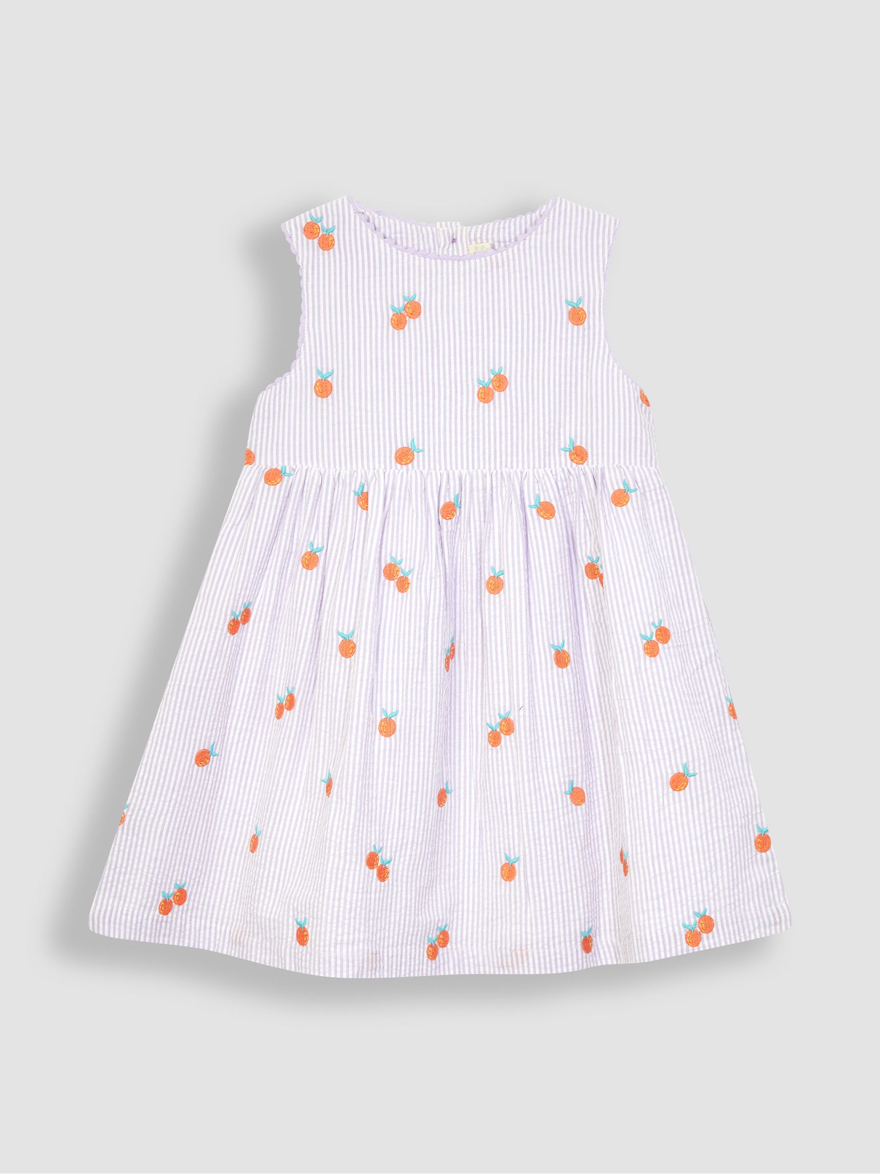 Lilac Orange Stripe Embroidered Summer Dress - Image 1 of 3