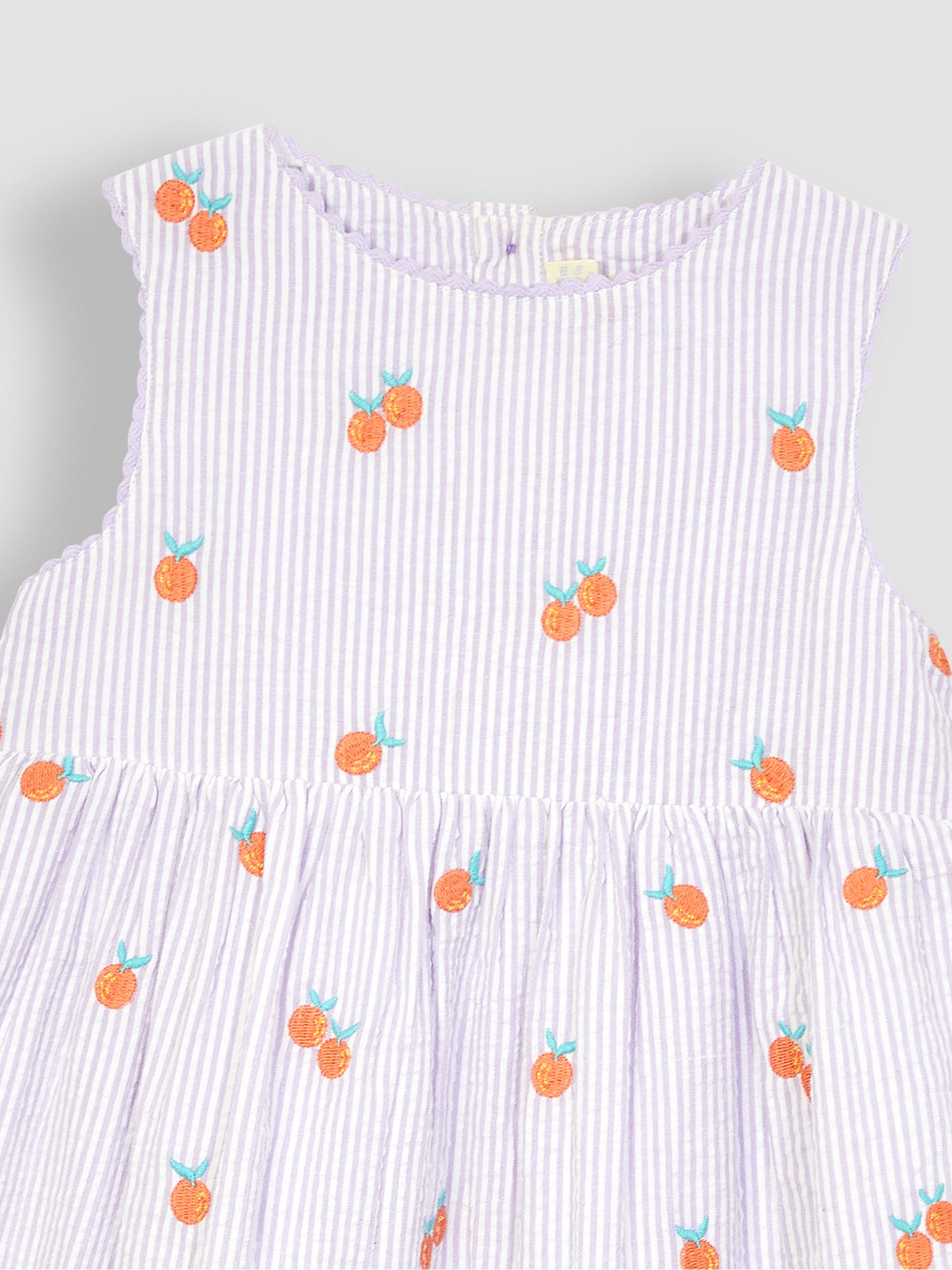 Lilac Orange Stripe Embroidered Summer Dress - Image 2 of 3