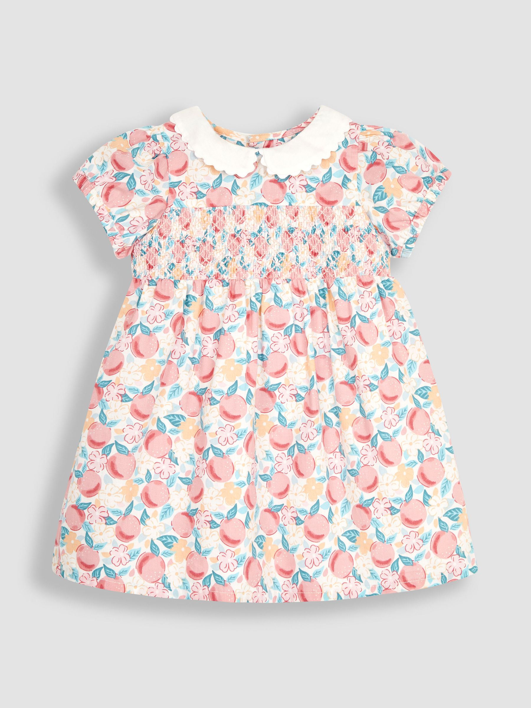 White Pretty Peach Smocked Baby Dress - Image 2 of 4