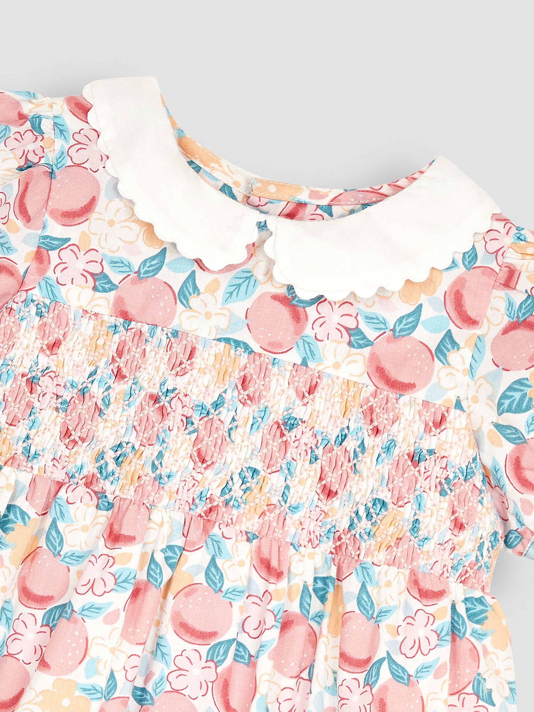White Pretty Peach Smocked Baby Dress - Image 4 of 4