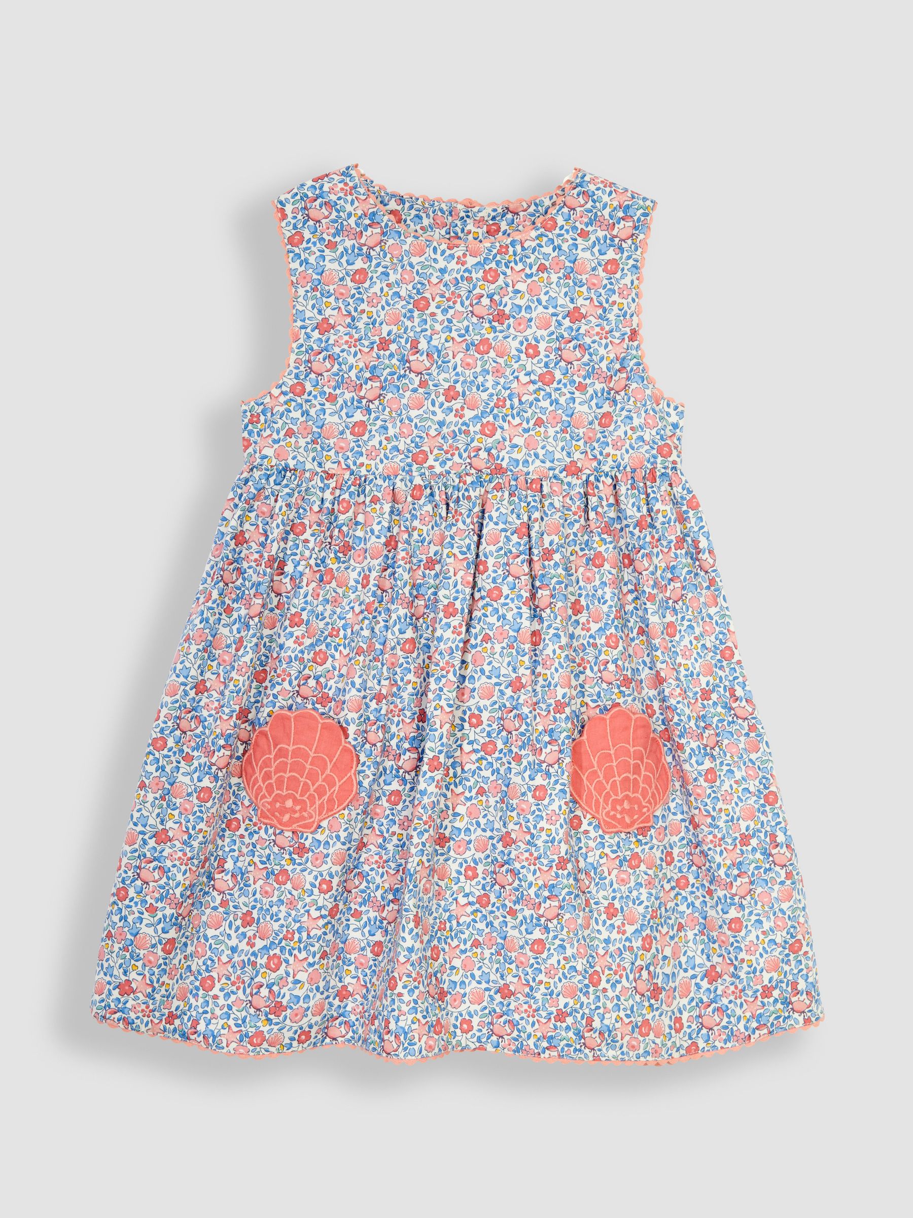 Blue Seaside Ditsy Floral Novelty Pocket Dress - Image 1 of 3