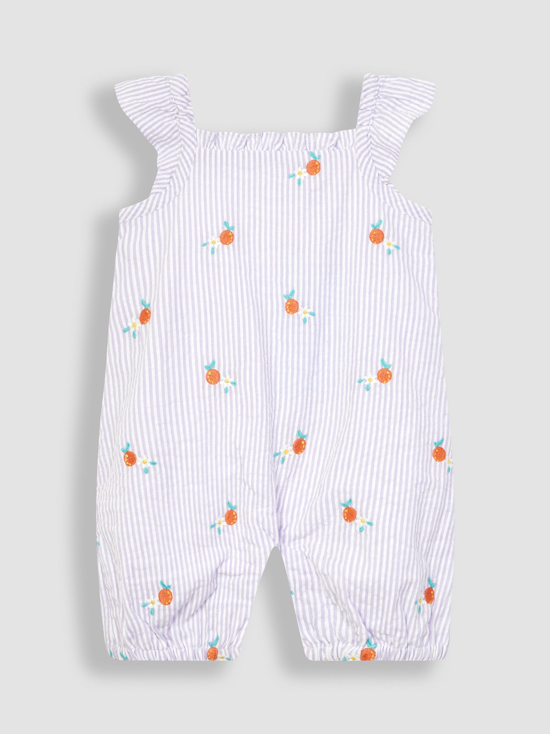 Lilac Purple Orange Embroidered Seersucker Sunsuit - Image 1 of 3