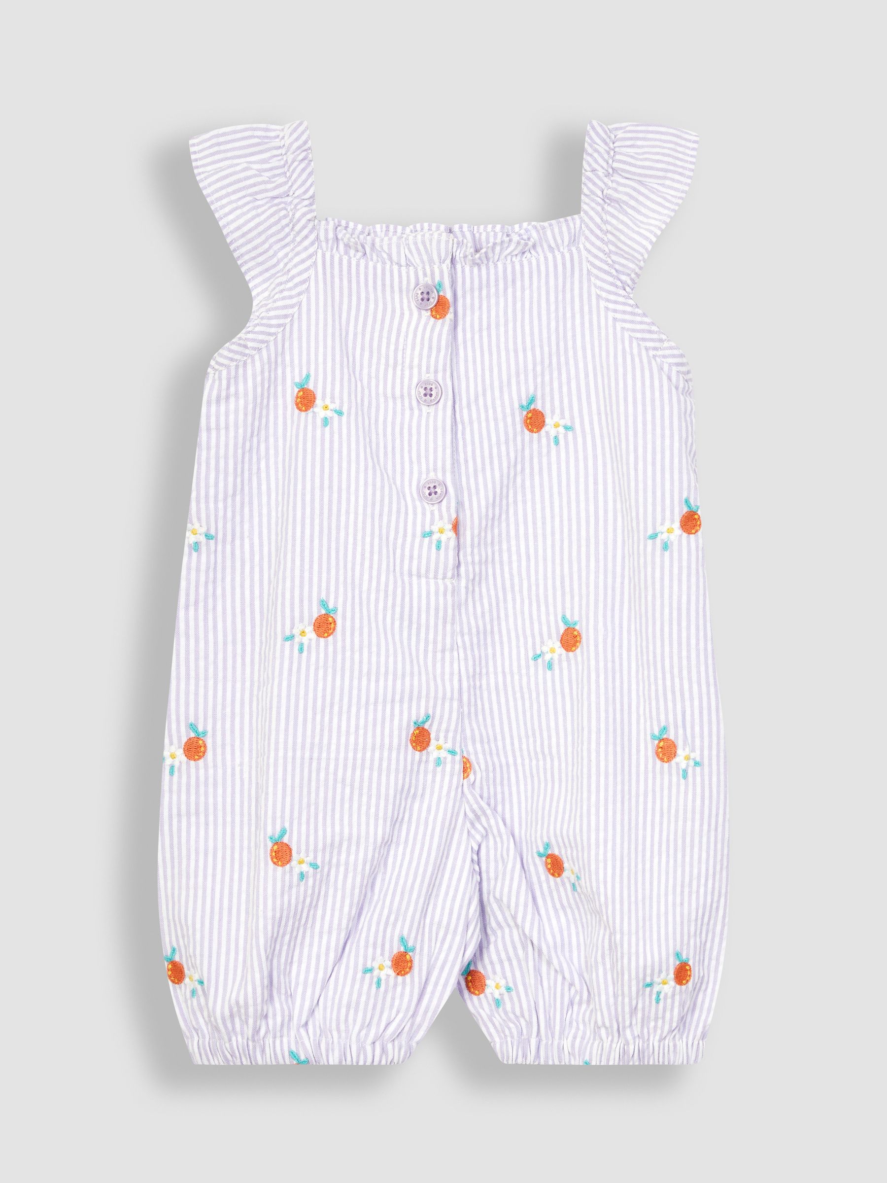 Lilac Purple Orange Embroidered Seersucker Sunsuit - Image 2 of 3