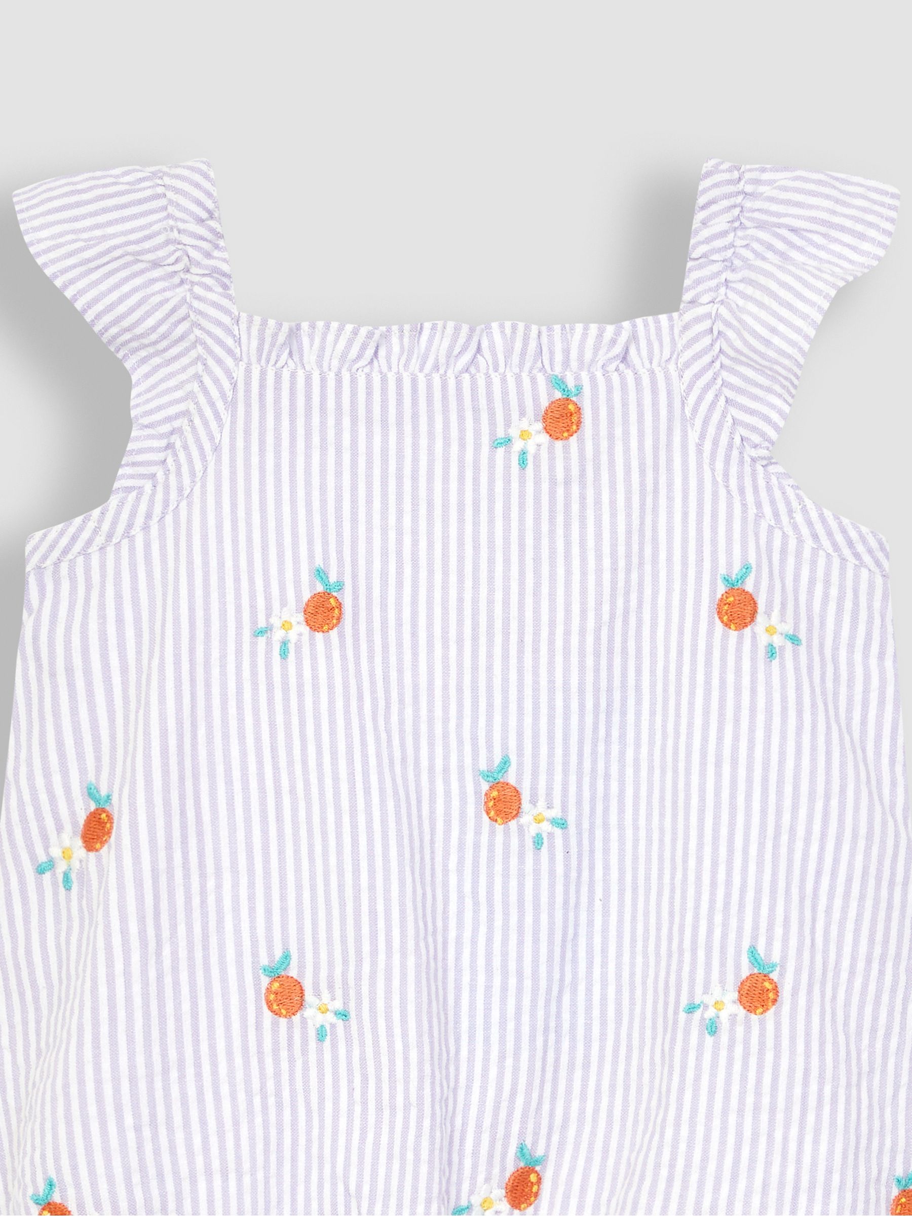 Lilac Purple Orange Embroidered Seersucker Sunsuit - Image 3 of 3