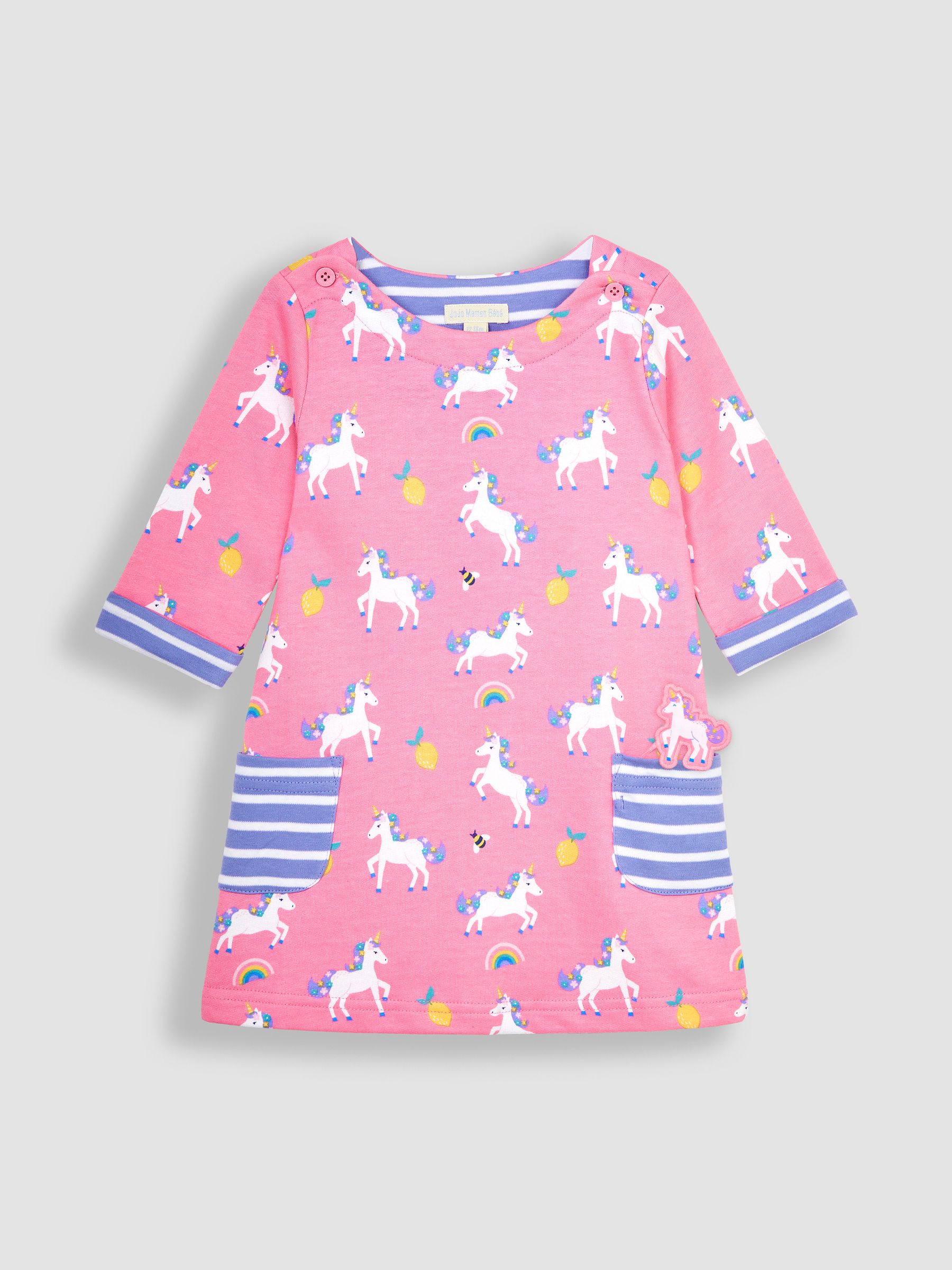 Raspberry Pink Unicorn A-Line Jersey Dress With Pet In Pocket - Image 4 of 6