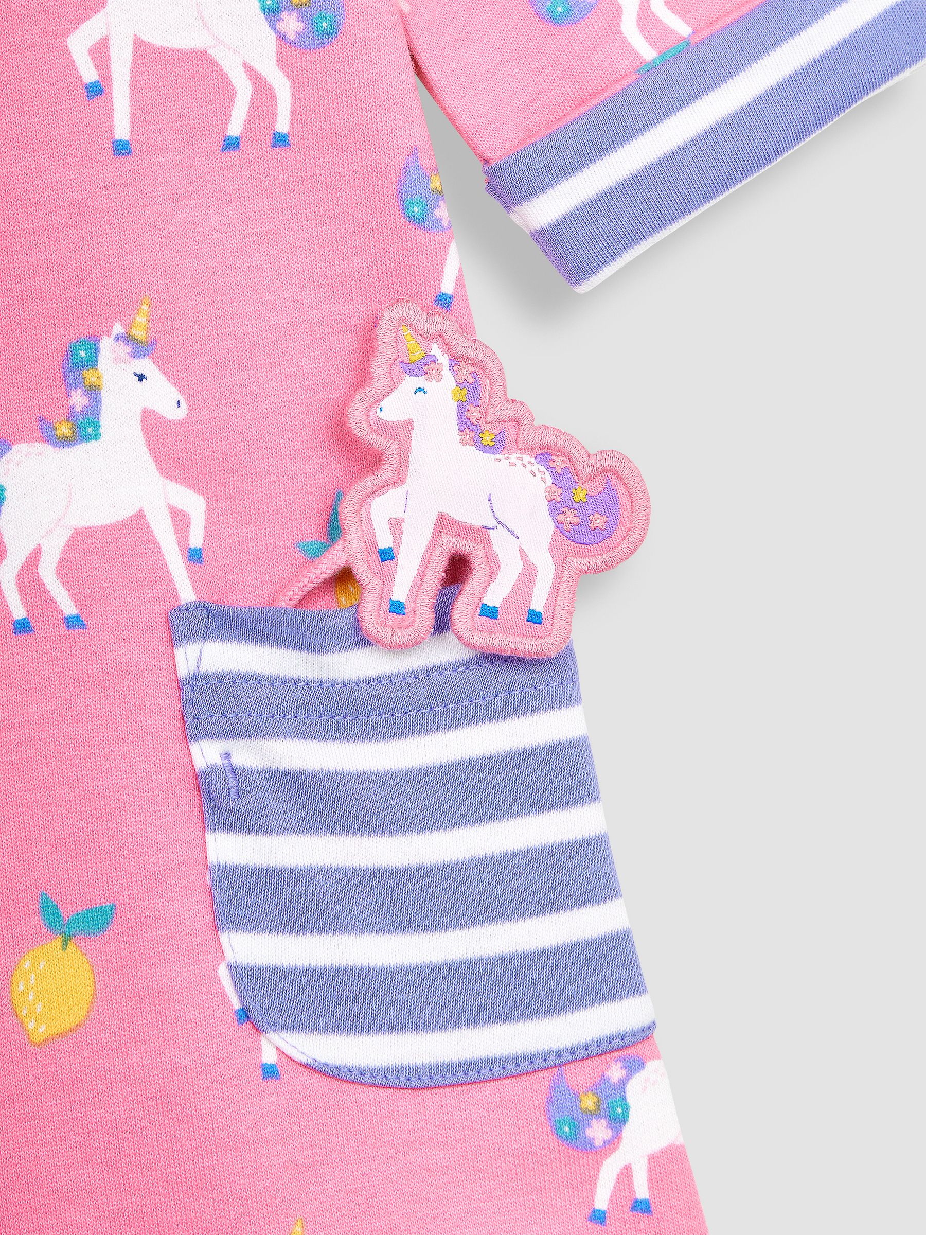 Raspberry Pink Unicorn A-Line Jersey Dress With Pet In Pocket - Image 5 of 6