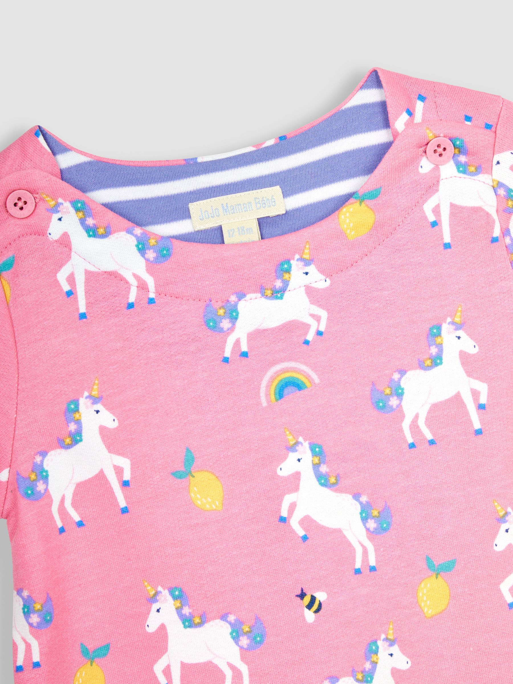 Raspberry Pink Unicorn A-Line Jersey Dress With Pet In Pocket - Image 6 of 6