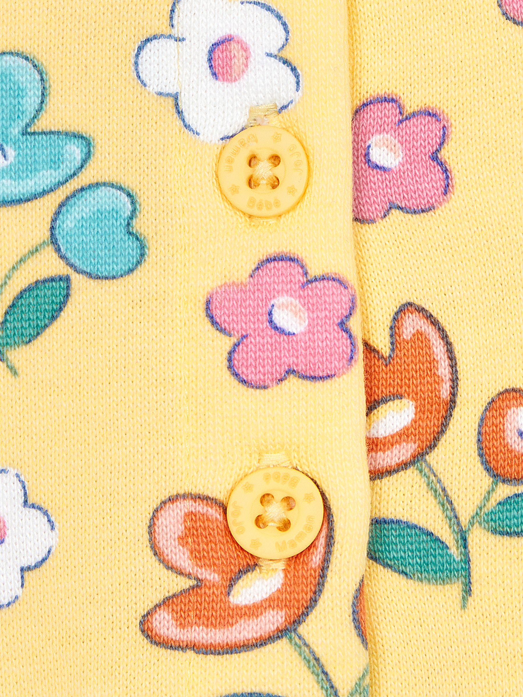 Yellow Floral Button Front Sweat Jersey Dress - Image 3 of 3