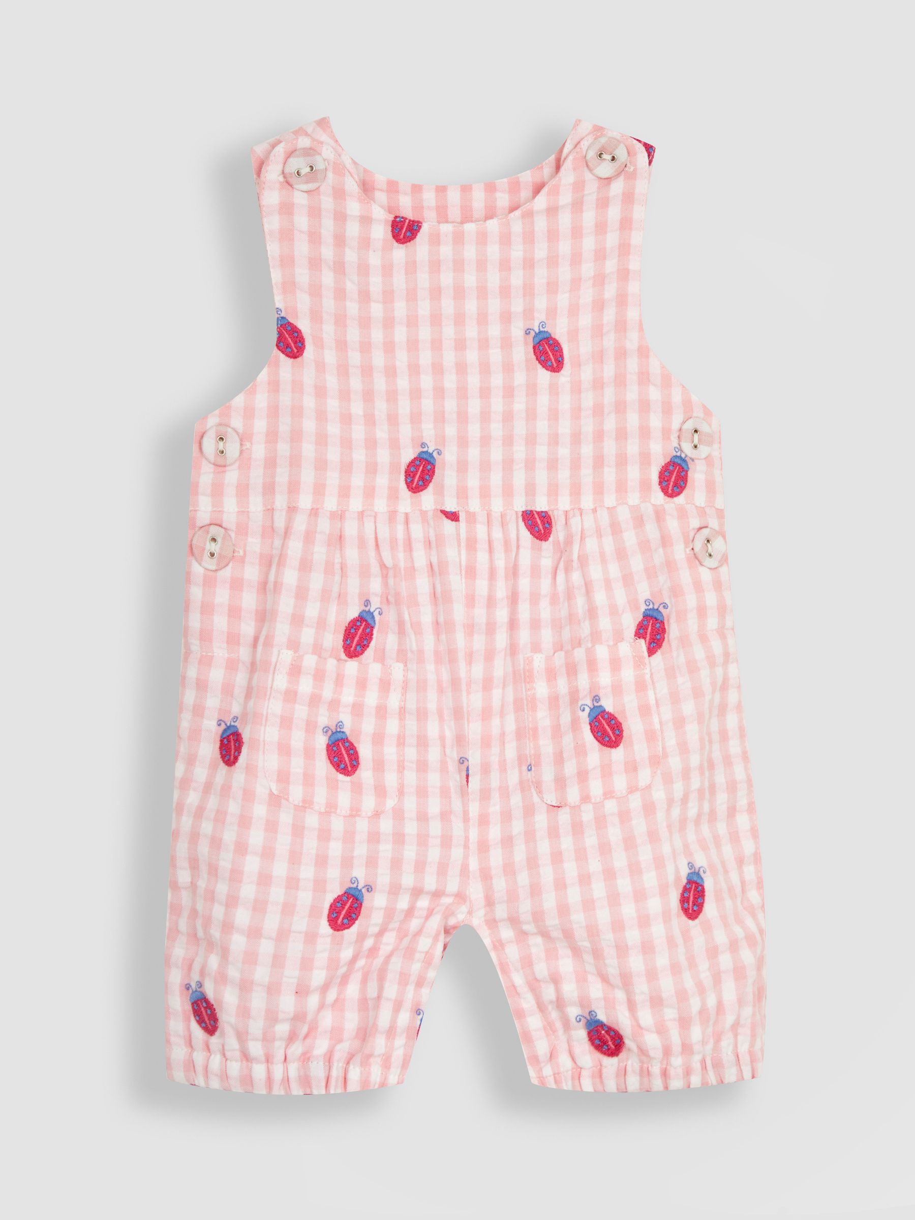 Pink Ladybird Embroidered Gingham Dungarees - Image 1 of 4