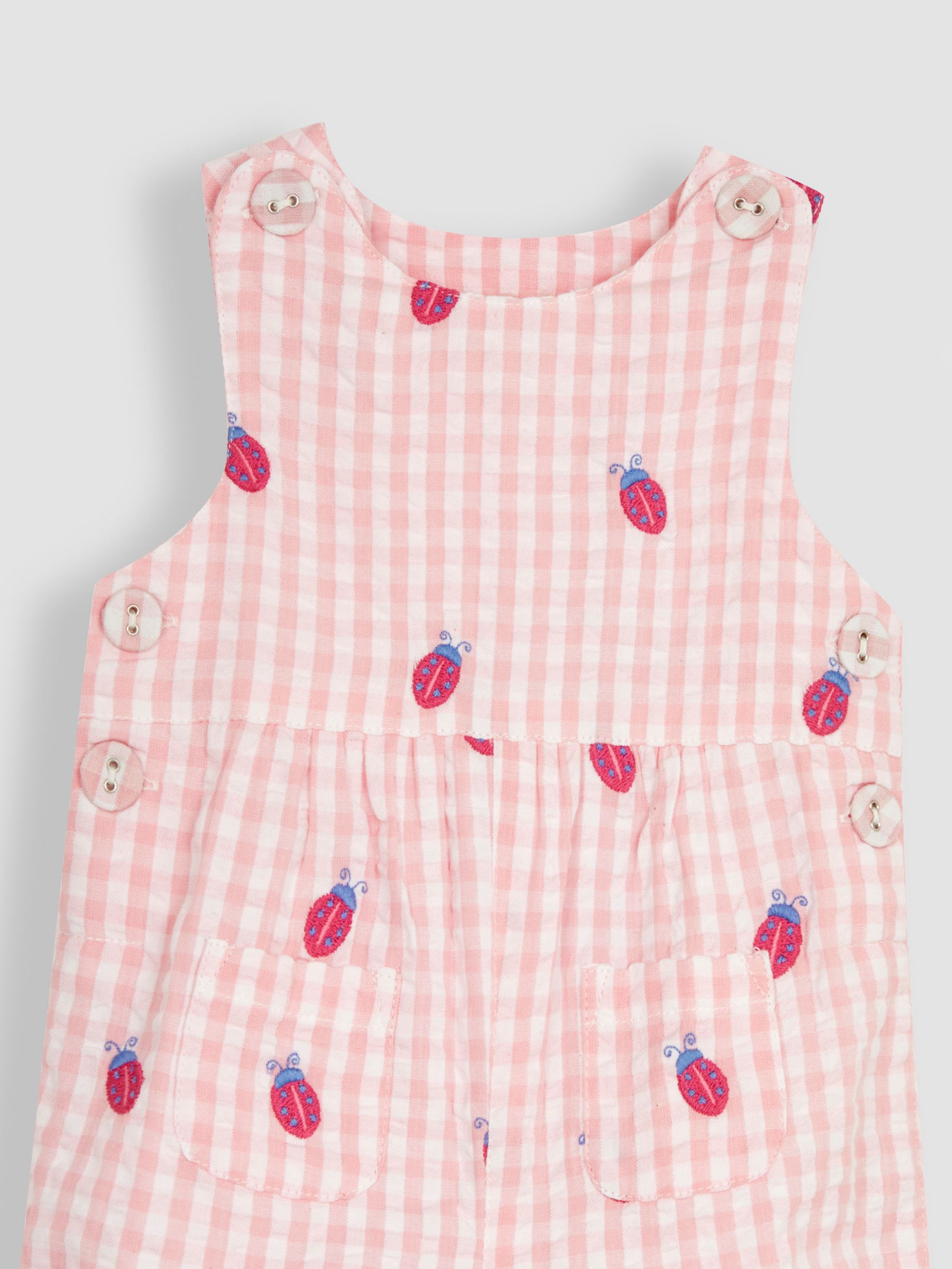 Pink Ladybird Embroidered Gingham Dungarees - Image 3 of 4